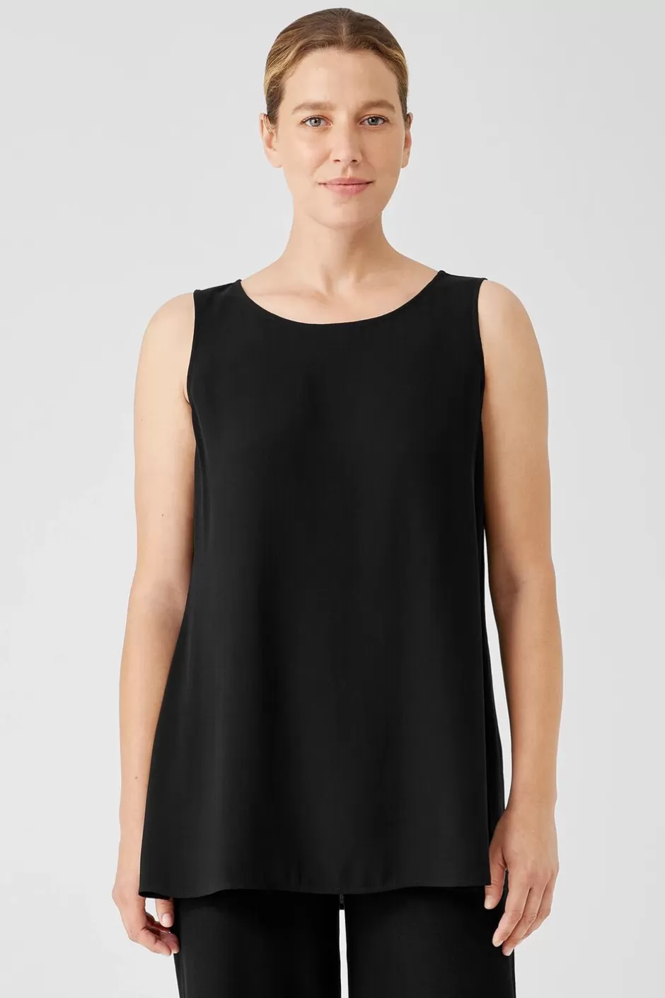 Silk Georgette Crepe Ballet Neck Tank-EILEEN FISHER Fashion