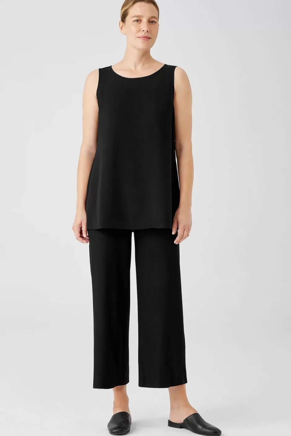 Silk Georgette Crepe Ballet Neck Tank-EILEEN FISHER Fashion