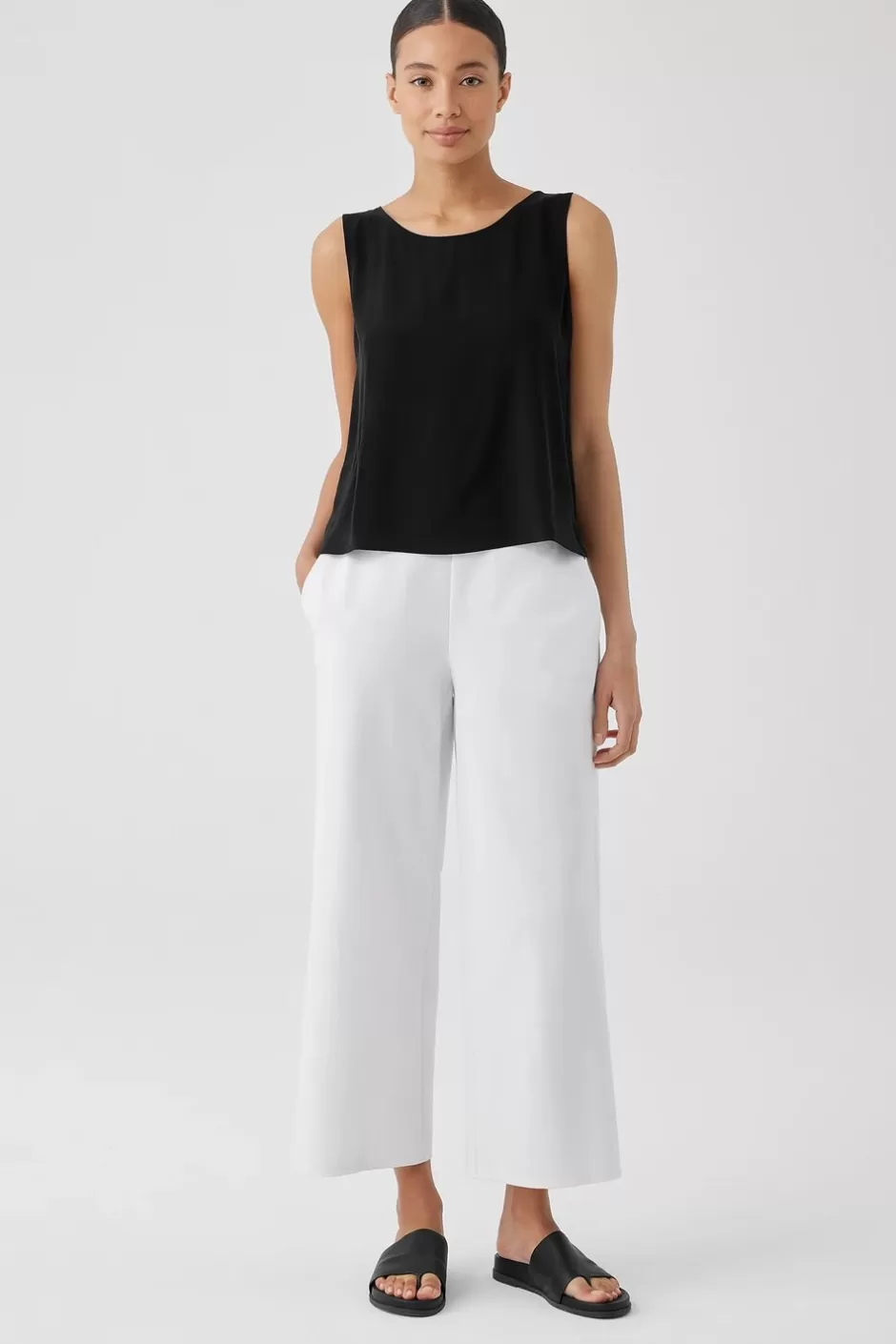 Silk Georgette Crepe Ballet Neck Tank-EILEEN FISHER Hot