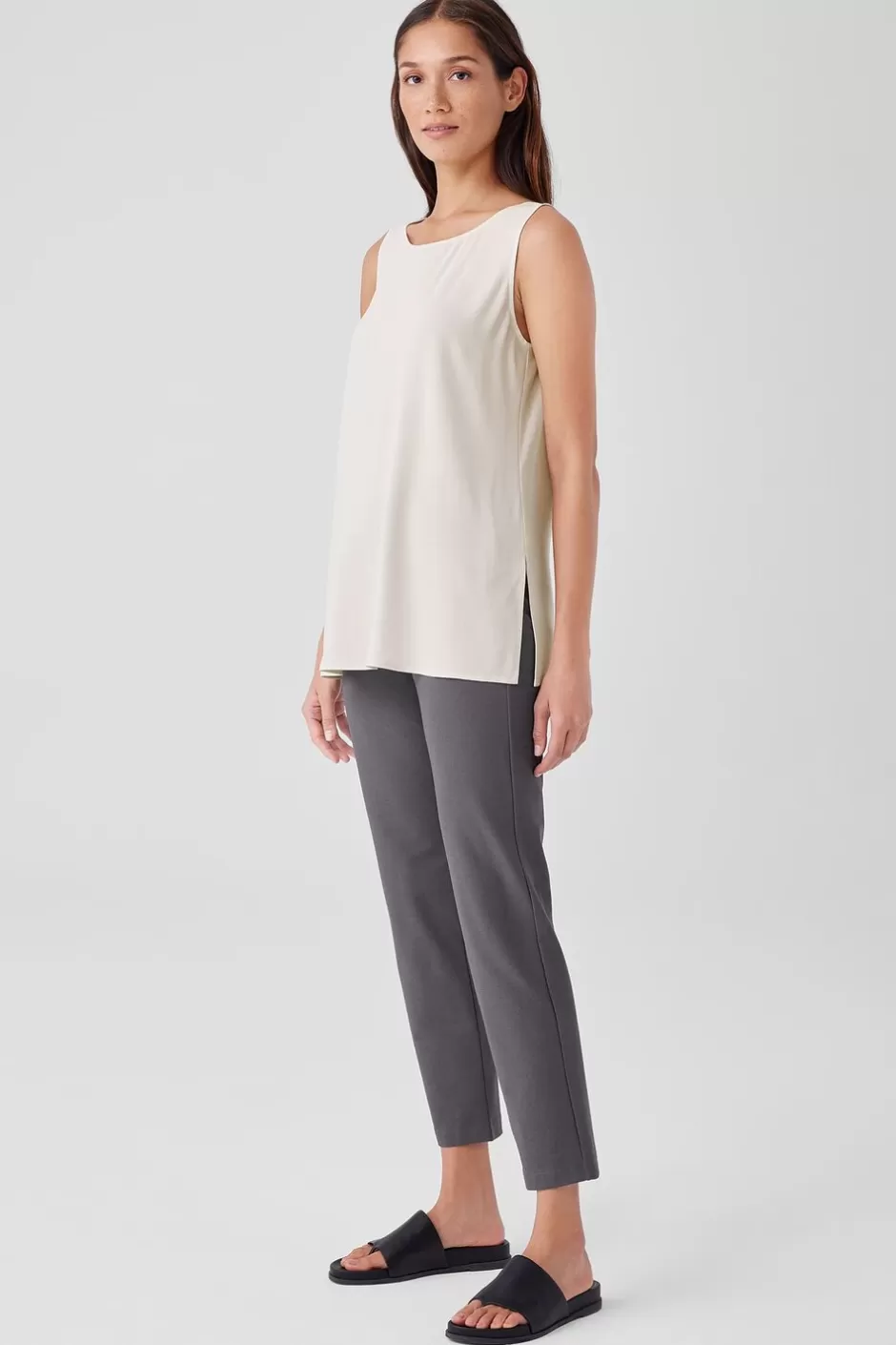 Silk Georgette Crepe Ballet Neck Tank-EILEEN FISHER Best Sale