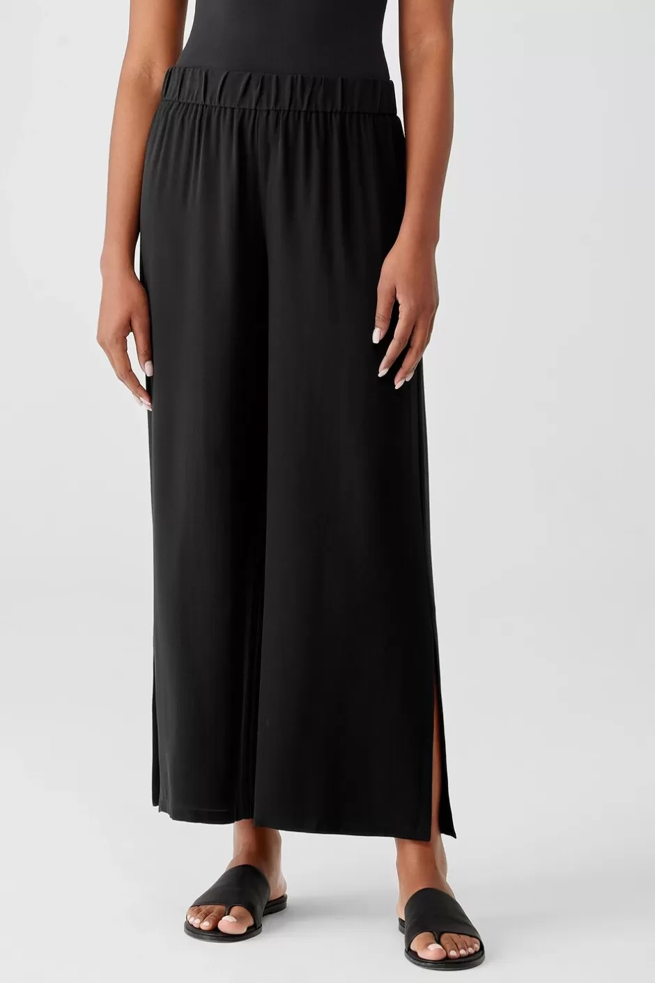 Silk Georgette Crepe Pant With Slits-EILEEN FISHER Cheap