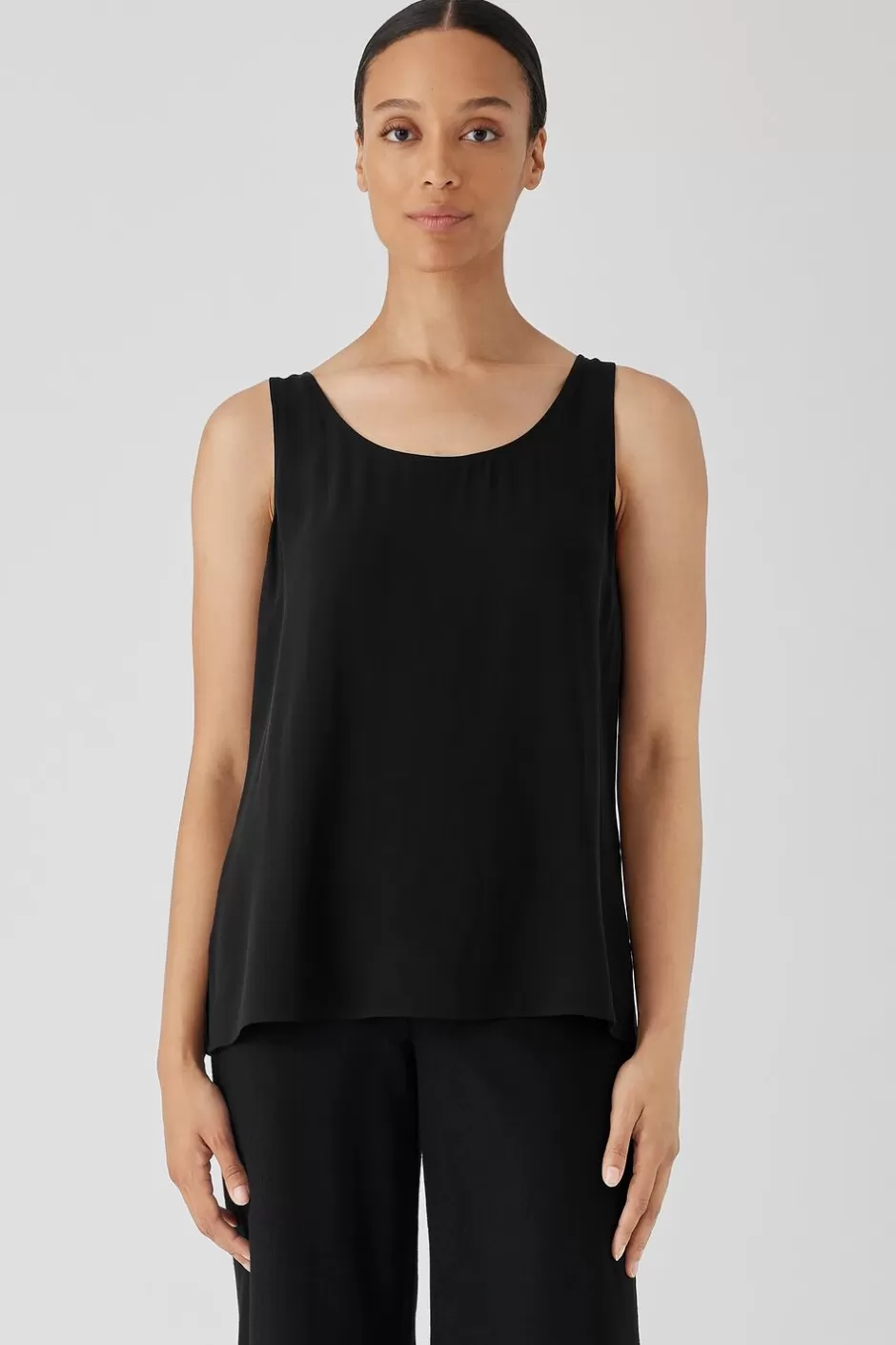 Silk Georgette Crepe Scoop Neck Tank-EILEEN FISHER Hot