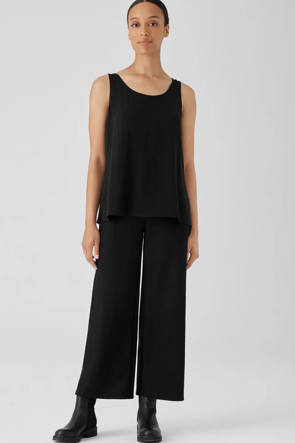 Silk Georgette Crepe Scoop Neck Tank-EILEEN FISHER Hot