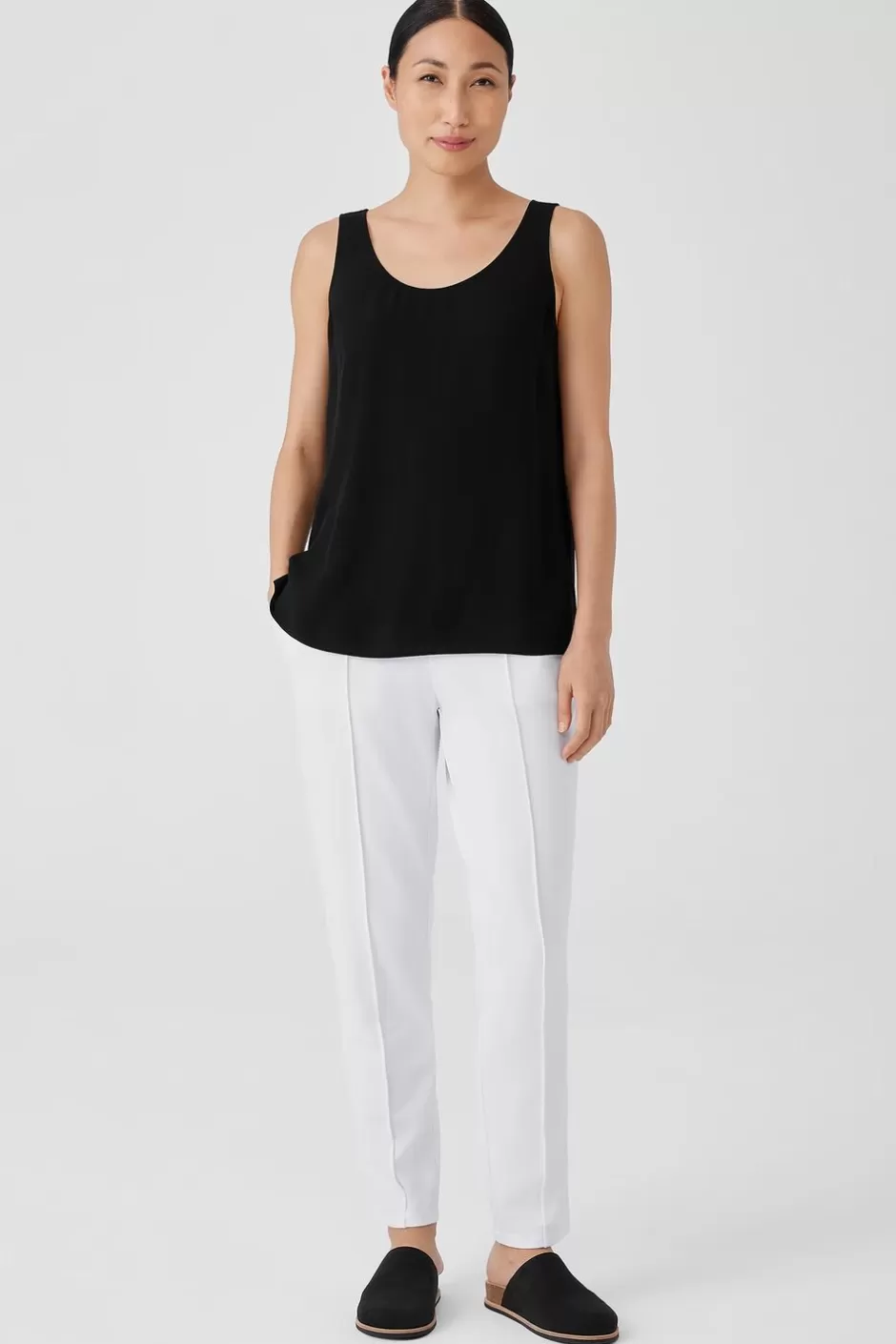 Silk Georgette Crepe Scoop Neck Tank-EILEEN FISHER Best