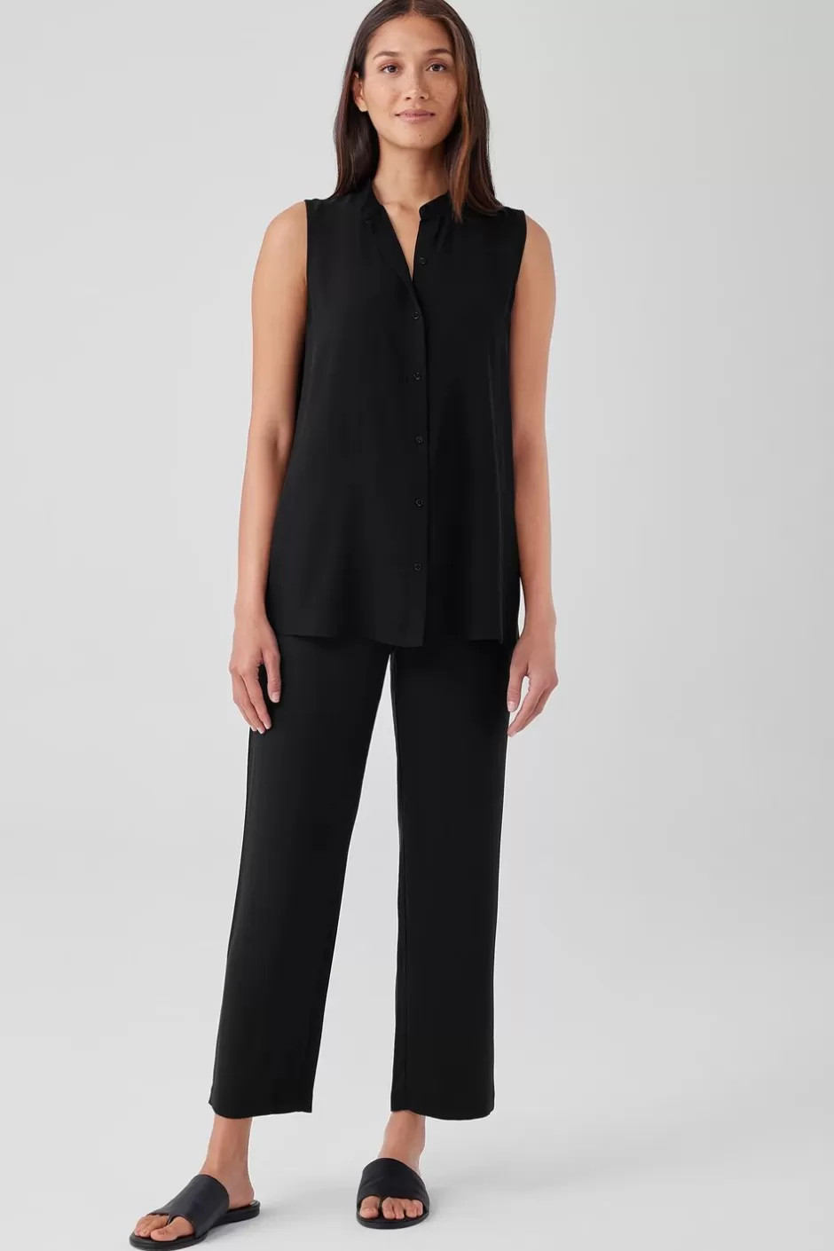 Silk Georgette Crepe Straight Pant-EILEEN FISHER Online