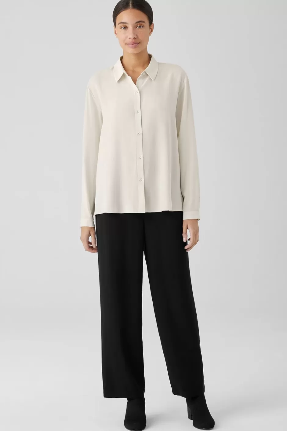 Silk Georgette Crepe Straight Pant-EILEEN FISHER Clearance