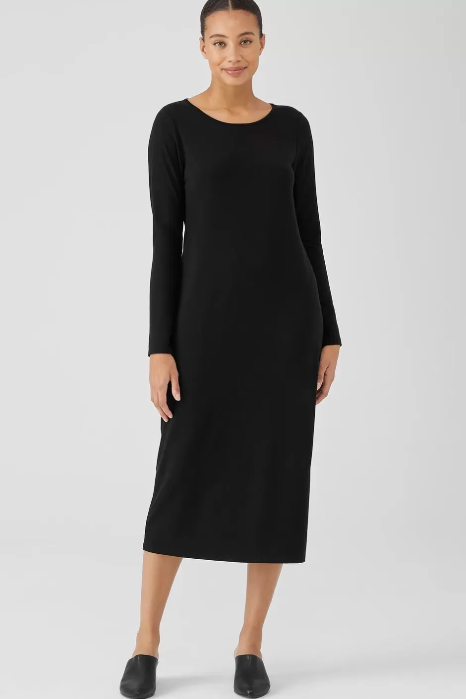 Stretch Jersey Knit Jewel Neck Dress-EILEEN FISHER Flash Sale