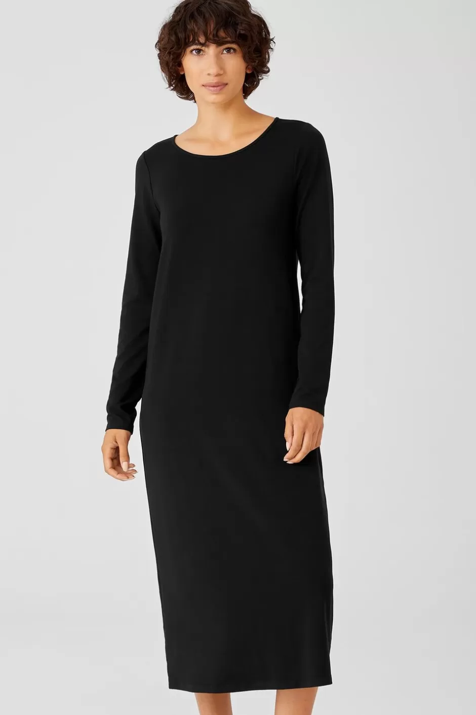 Stretch Jersey Knit Jewel Neck Dress-EILEEN FISHER Store