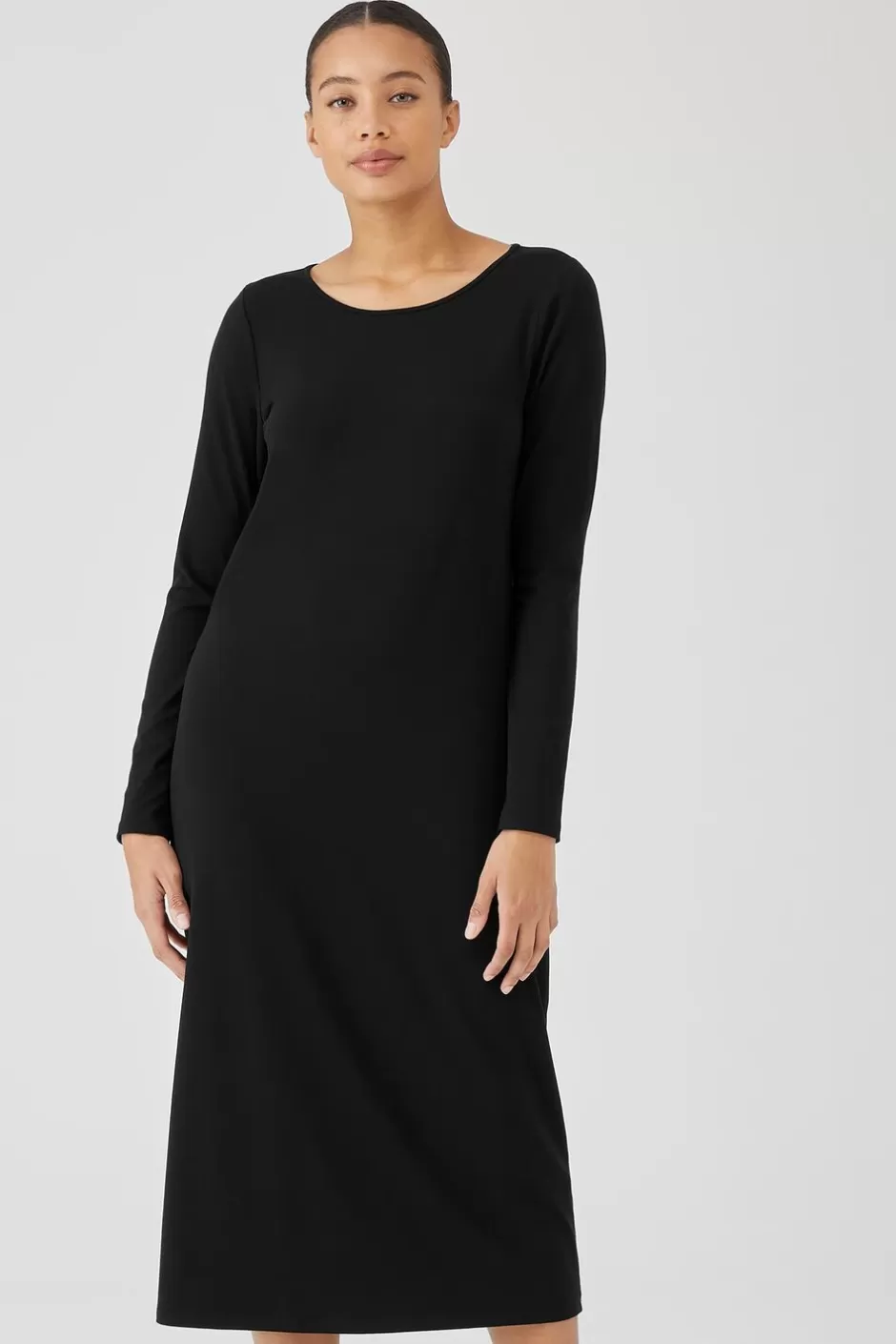 Stretch Jersey Knit Jewel Neck Dress-EILEEN FISHER Flash Sale