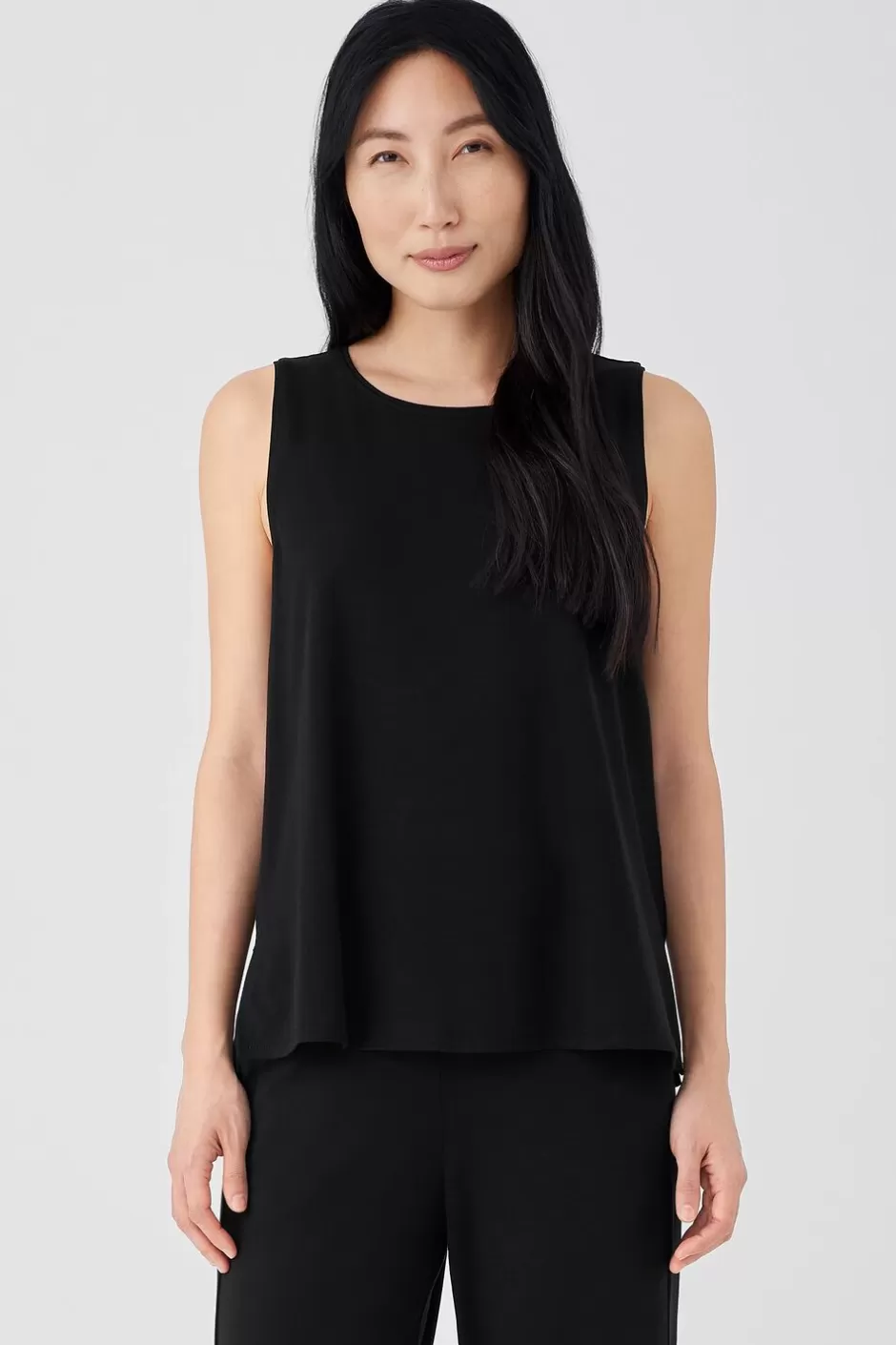 Stretch Jersey Knit Jewel Neck Tank-EILEEN FISHER Shop