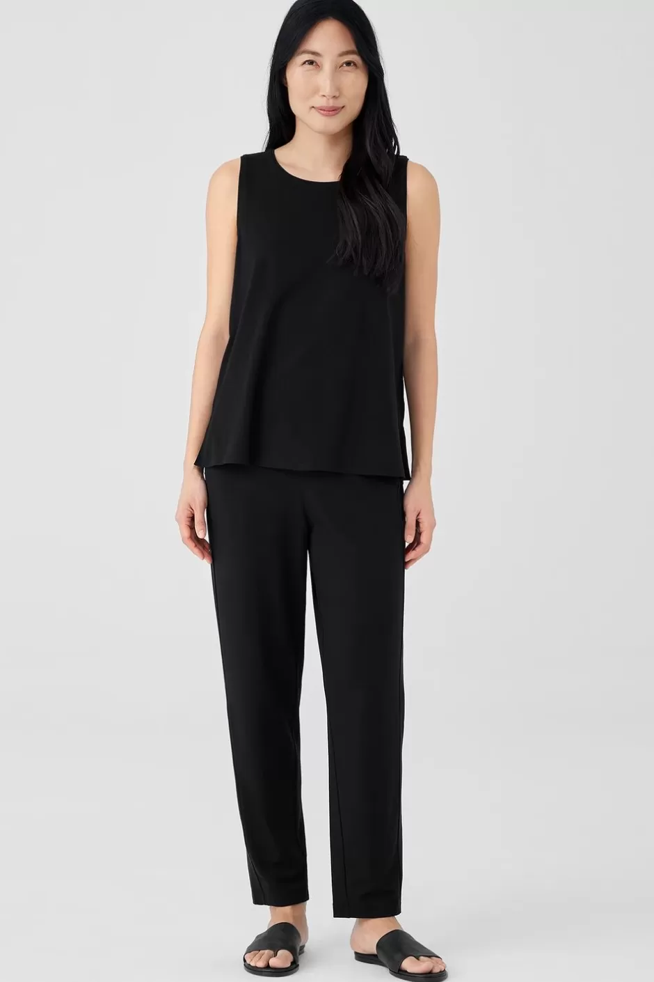 Stretch Jersey Knit Jewel Neck Tank-EILEEN FISHER Shop