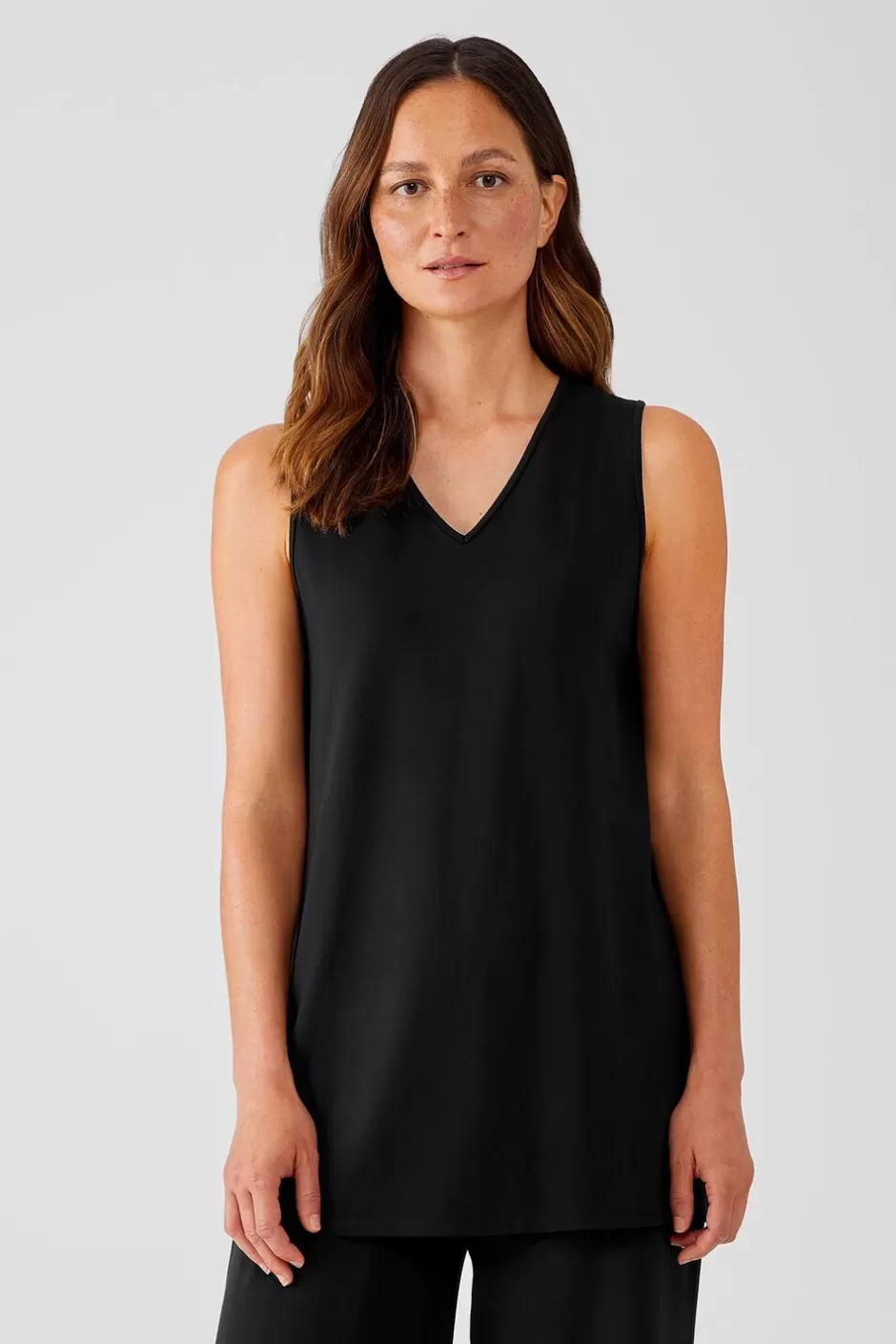 Stretch Jersey Knit V-Neck Tank-EILEEN FISHER Shop