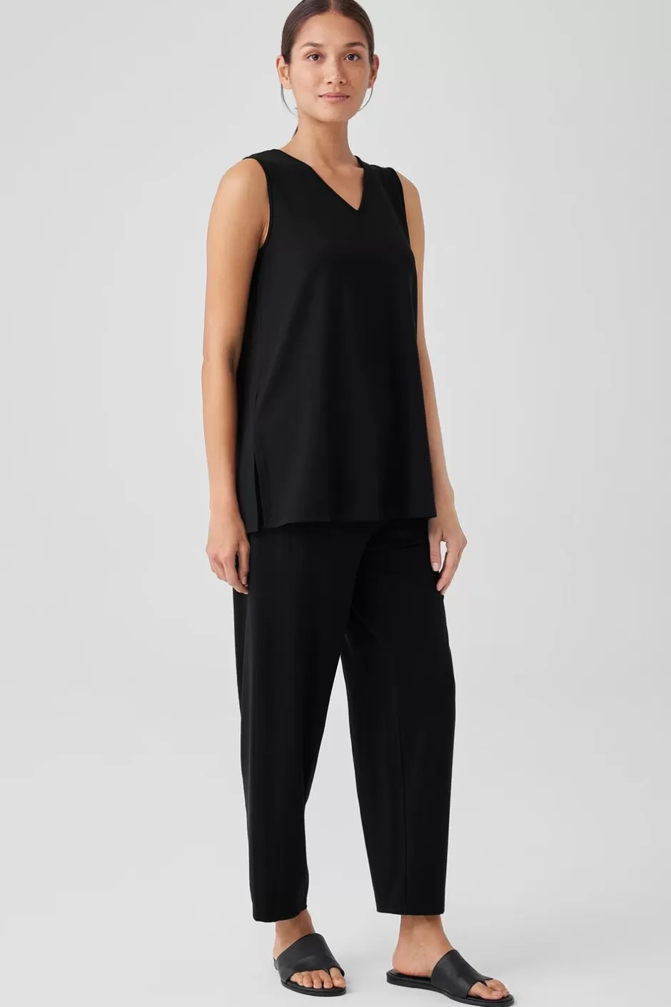 Stretch Jersey Knit V-Neck Tank-EILEEN FISHER Clearance