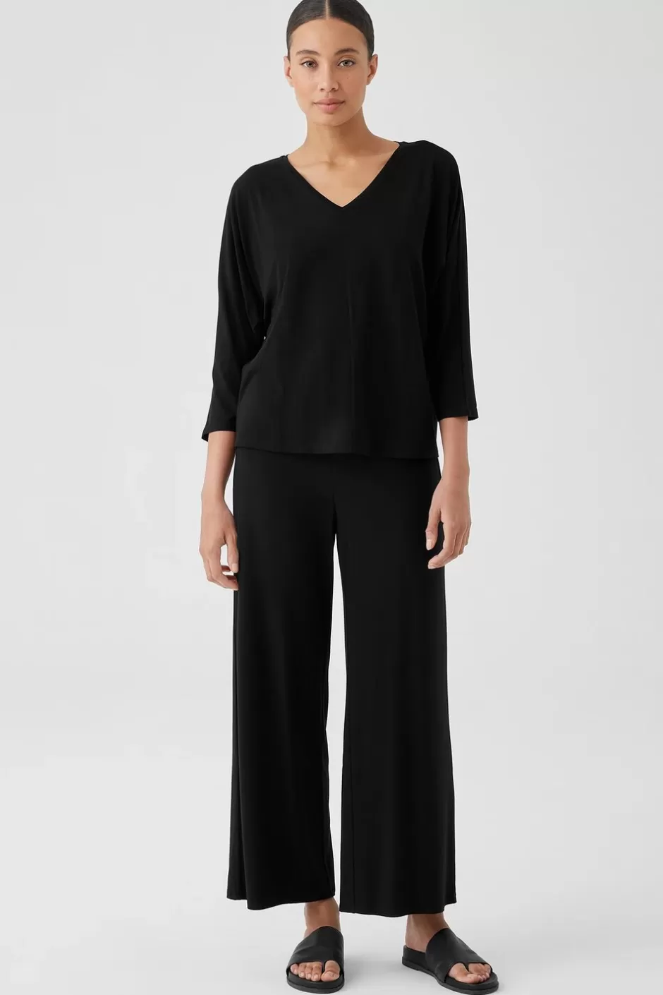 Stretch Jersey Knit Wide-Leg Pant-EILEEN FISHER Store