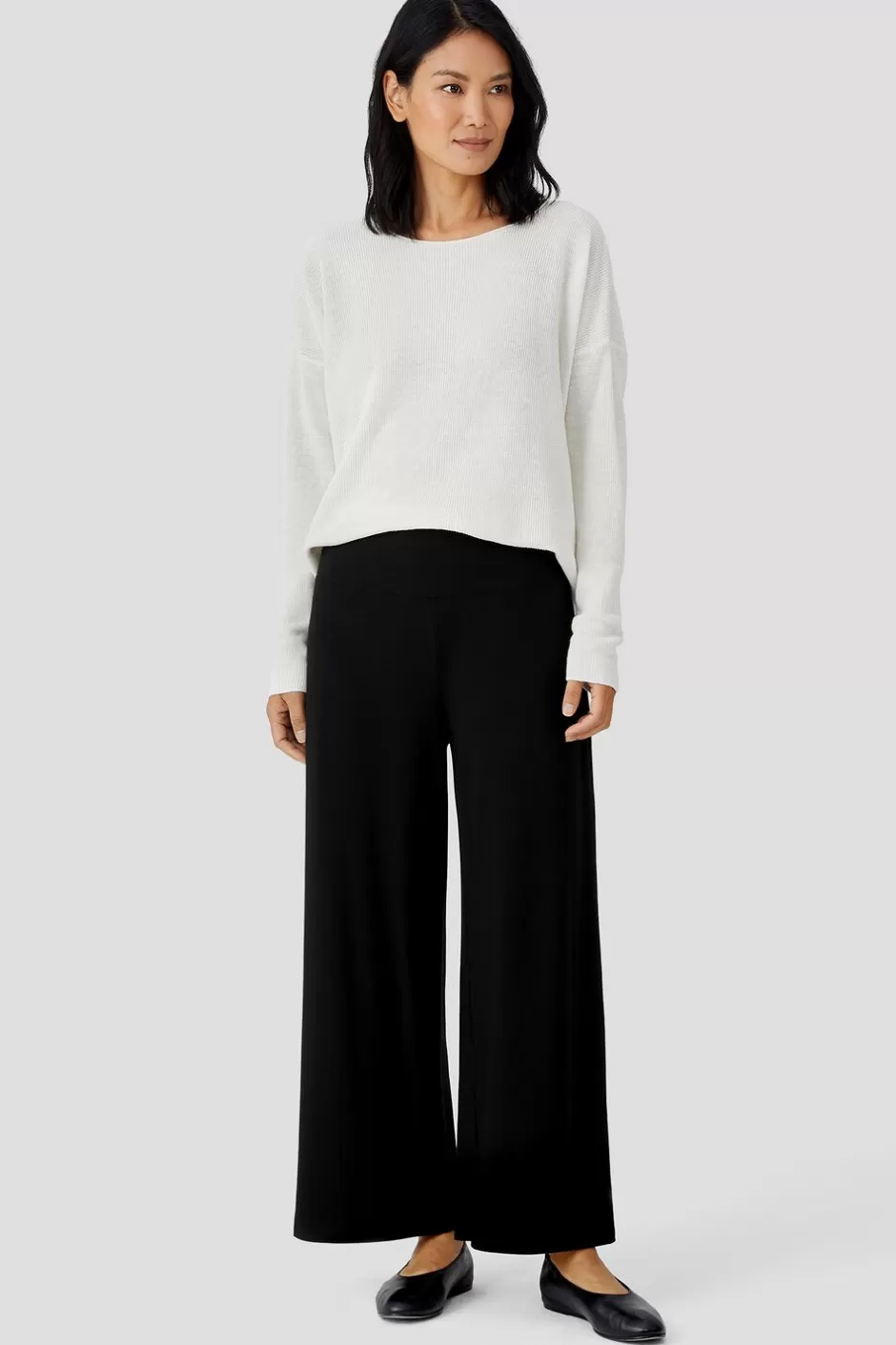 Stretch Jersey Knit Wide-Leg Pant-EILEEN FISHER Outlet