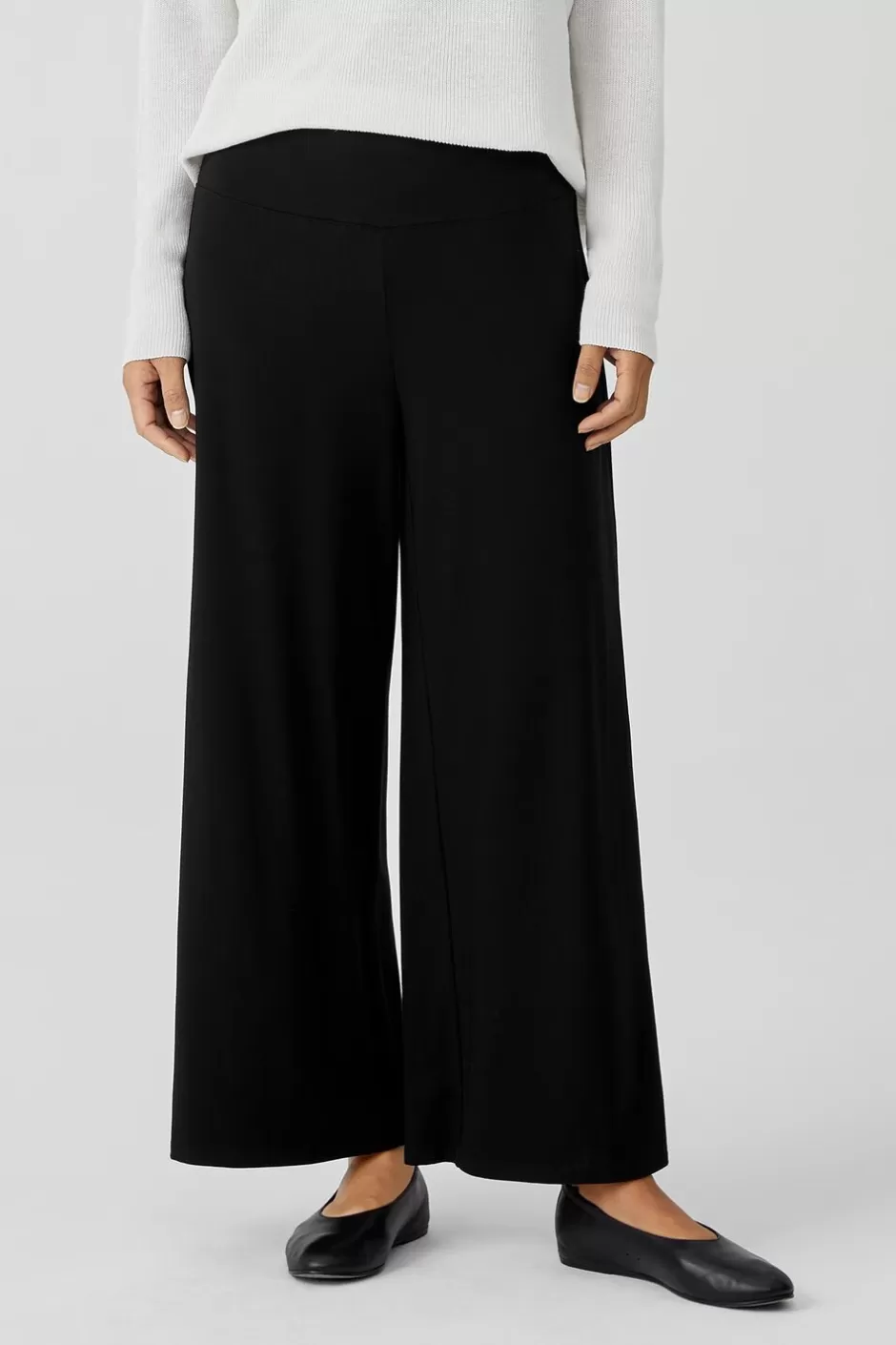 Stretch Jersey Knit Wide-Leg Pant-EILEEN FISHER Outlet