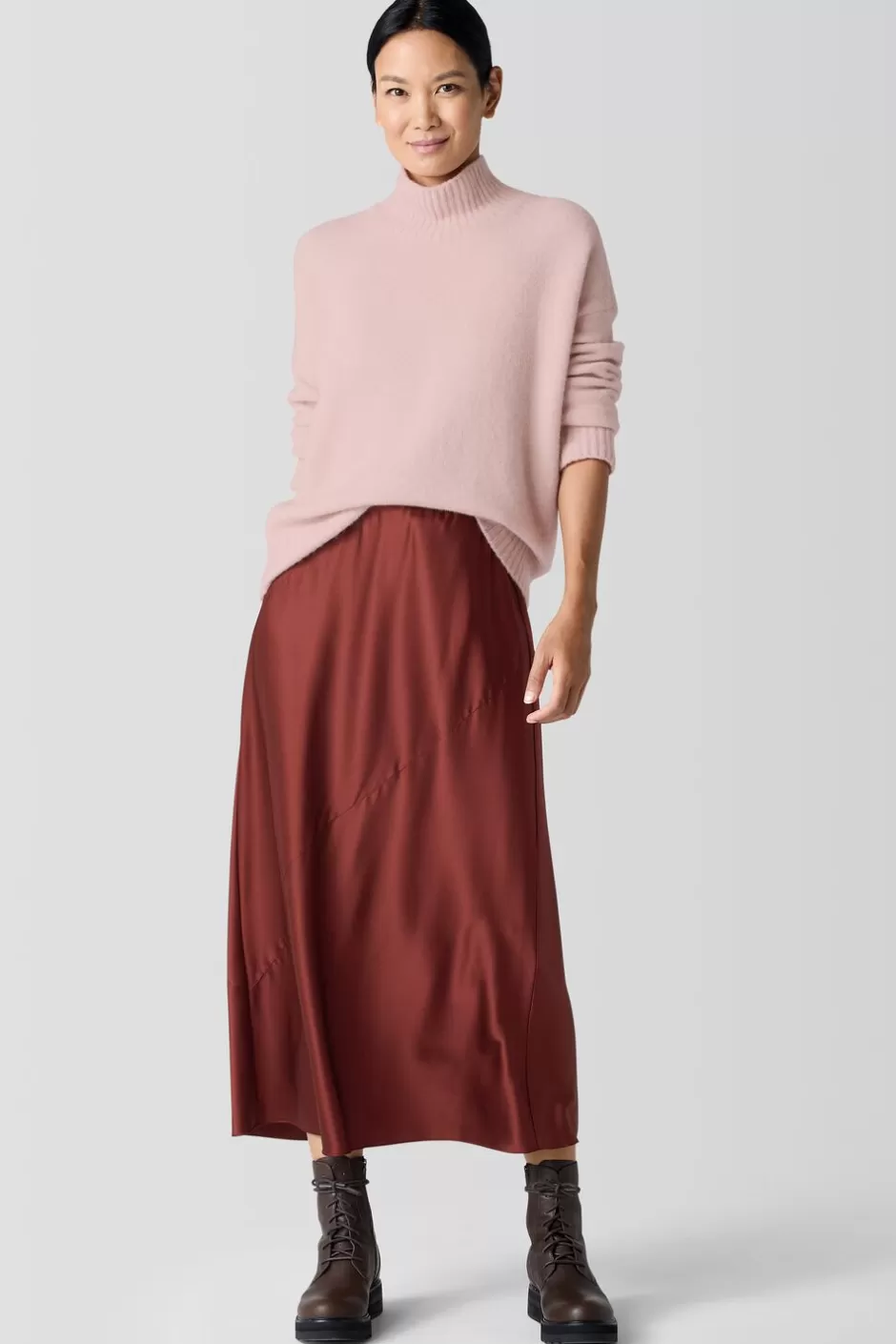 Stretch Silk Charmeuse Bias Skirt-EILEEN FISHER Cheap