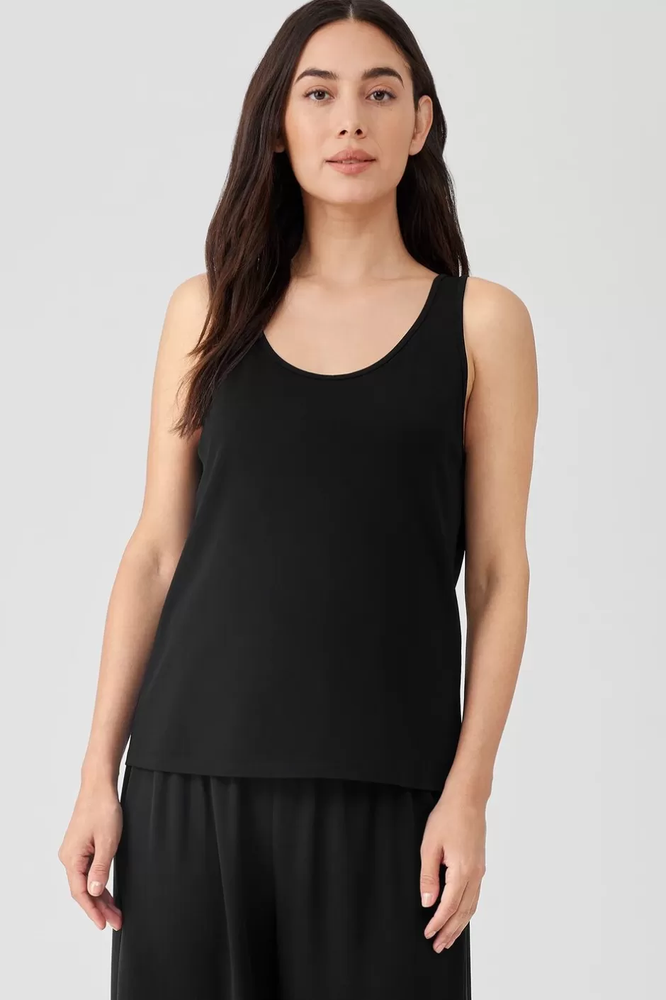 Stretch Silk Jersey Scoop Neck Tank-EILEEN FISHER Store