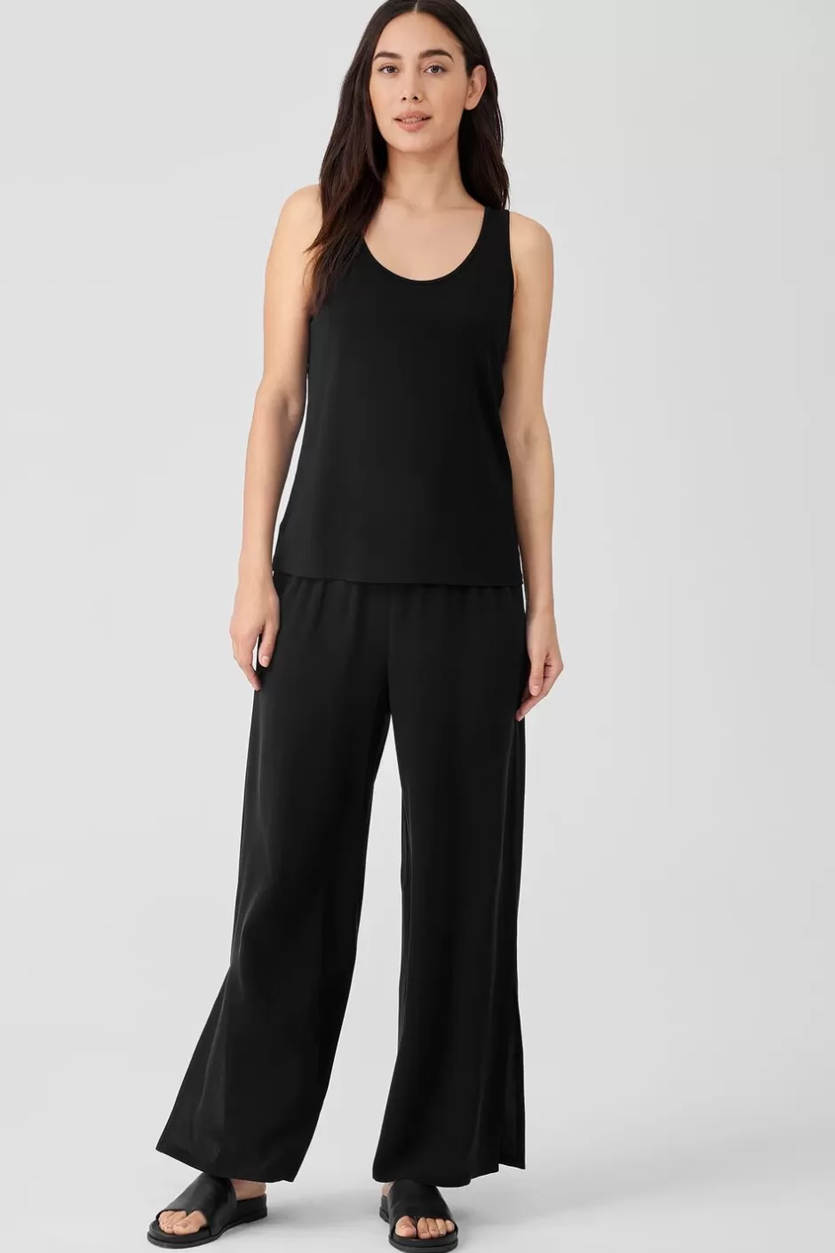 Stretch Silk Jersey Scoop Neck Tank-EILEEN FISHER Store