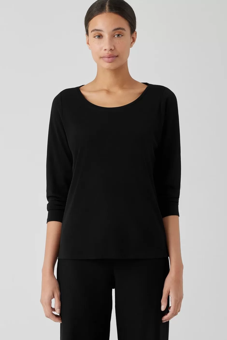 Stretch Silk Jersey Scoop Neck Top-EILEEN FISHER Sale