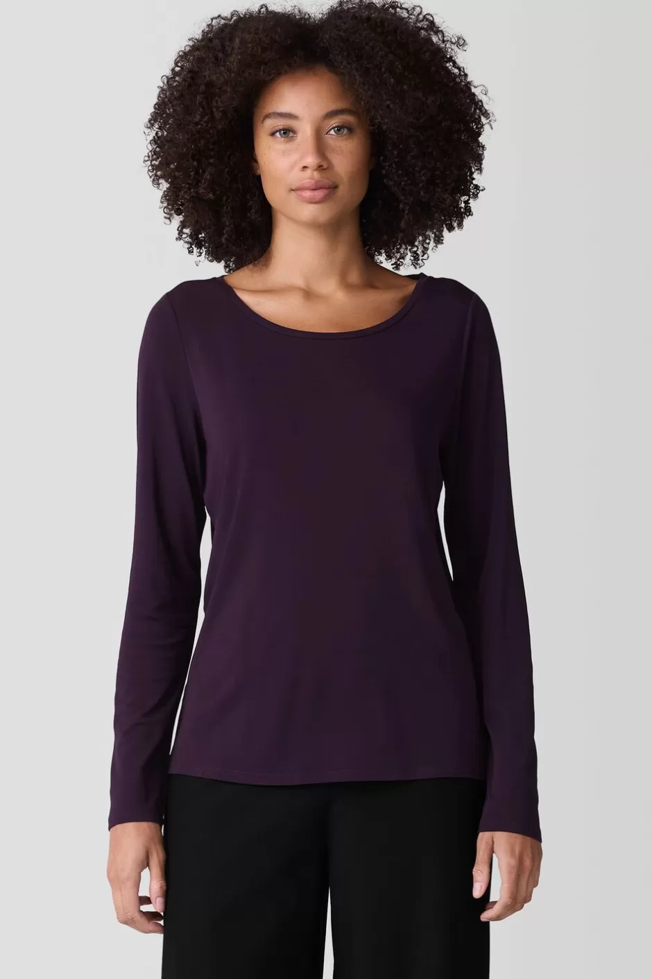 Stretch Silk Jersey Scoop Neck Top-EILEEN FISHER Discount