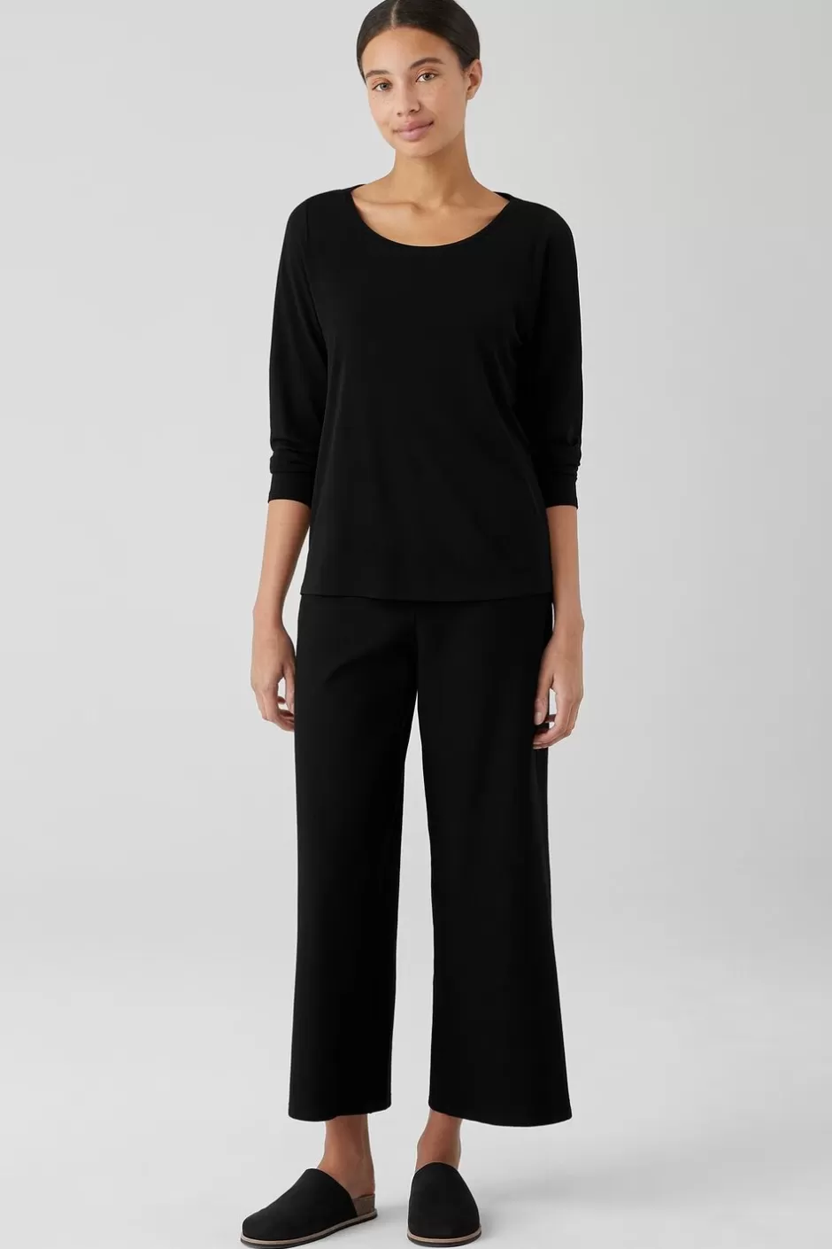 Stretch Silk Jersey Scoop Neck Top-EILEEN FISHER Sale