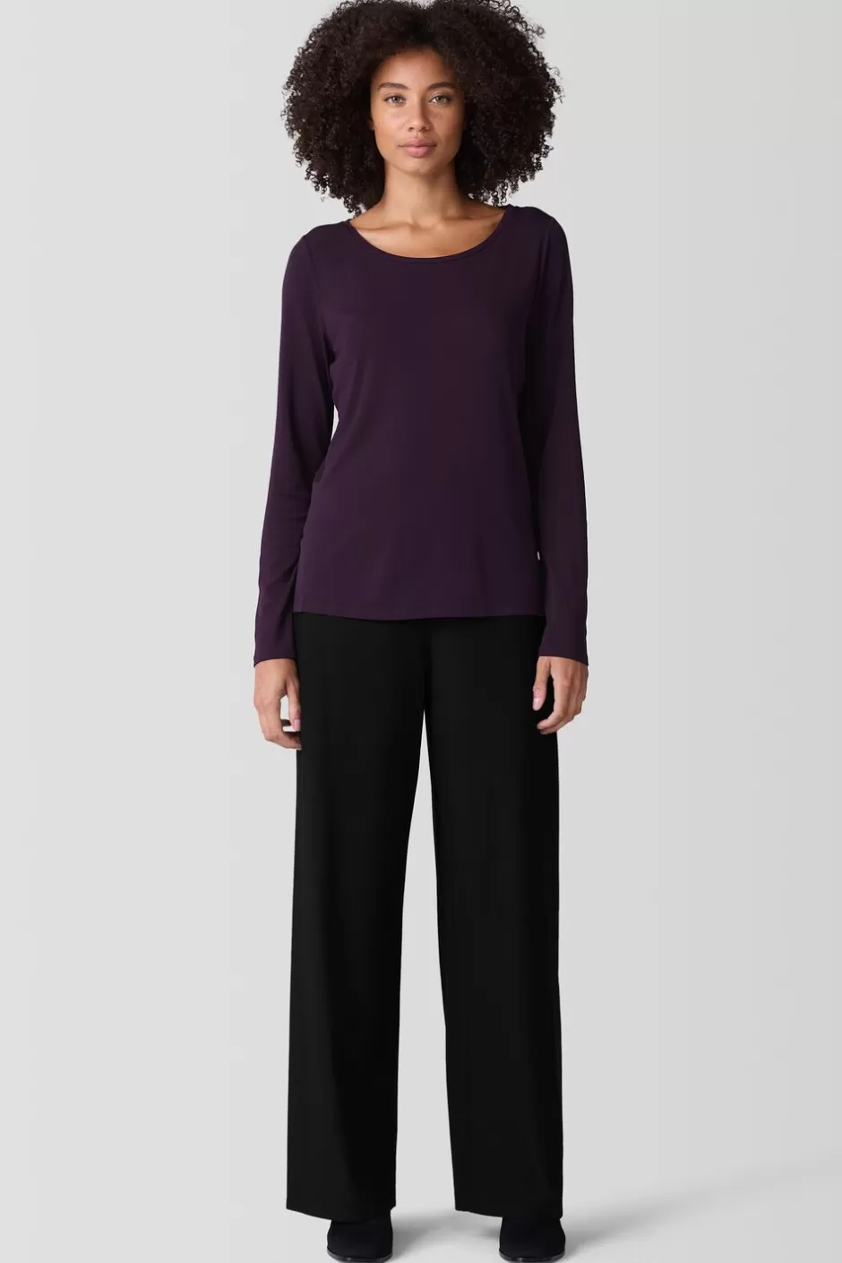 Stretch Silk Jersey Scoop Neck Top-EILEEN FISHER Discount