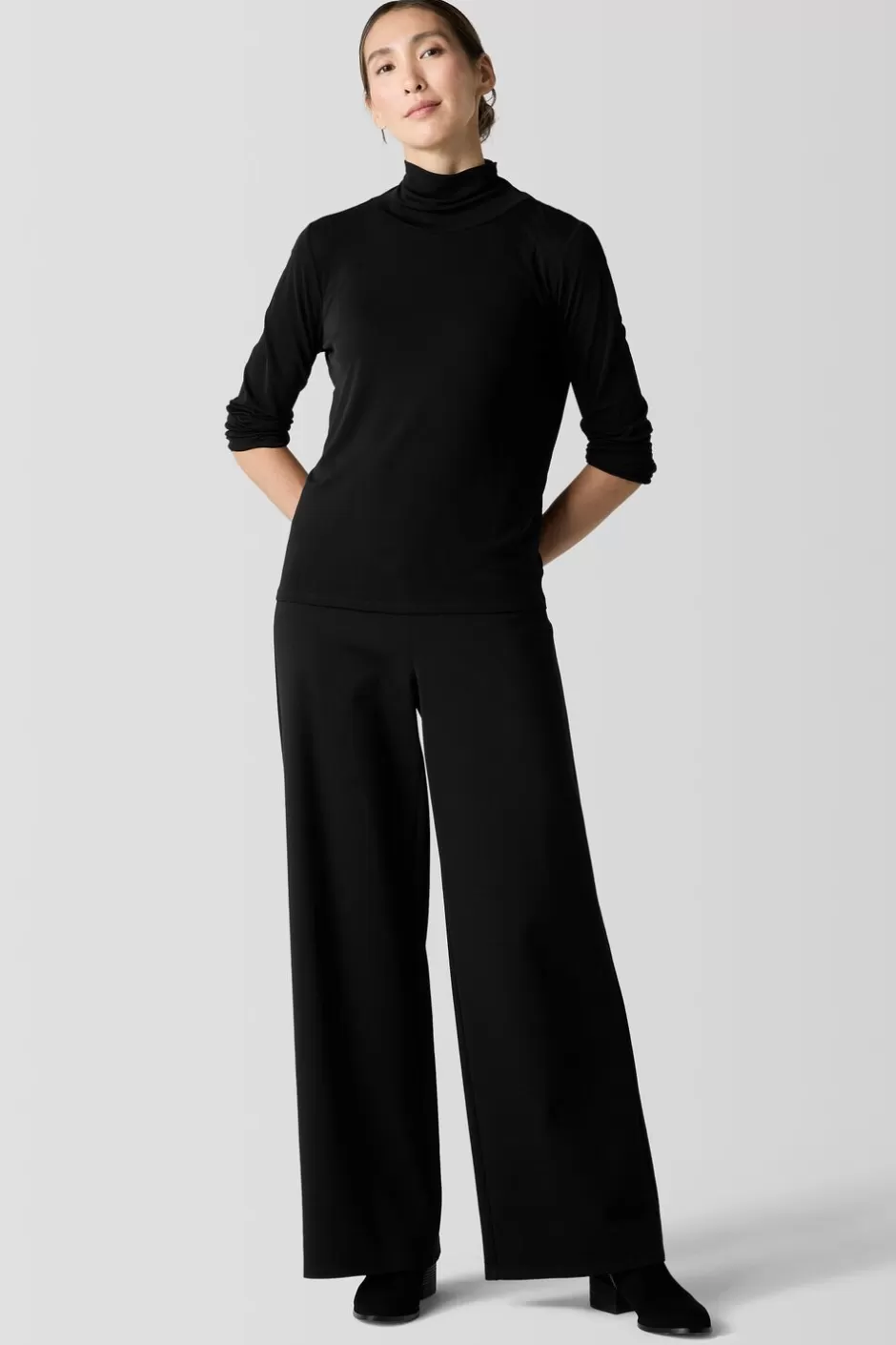 Stretch Silk Jersey Turtleneck Top-EILEEN FISHER Hot