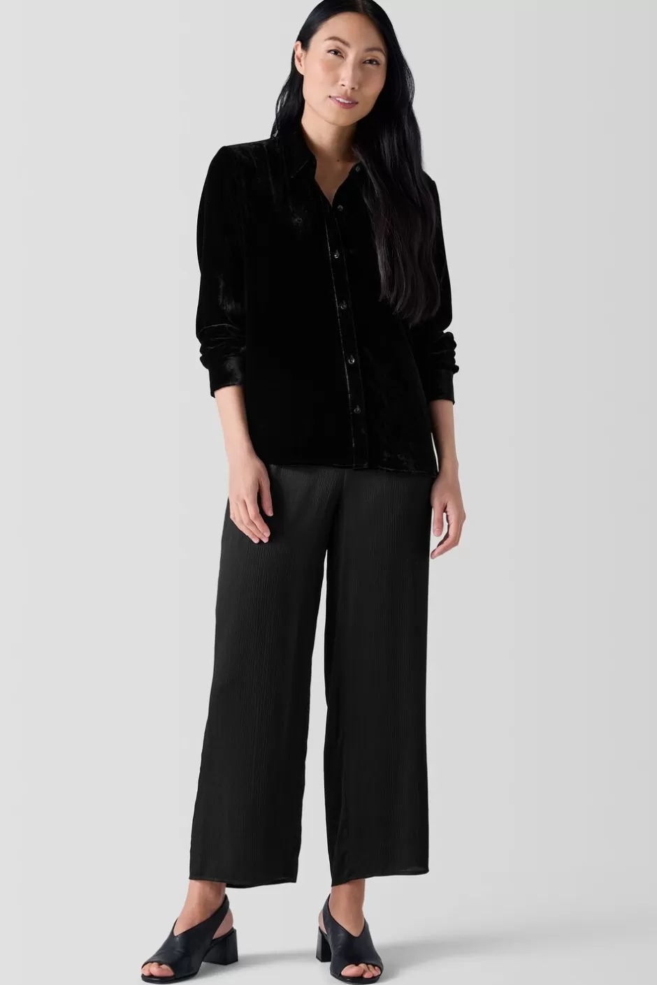 Striated Silk Satin Straight Pant-EILEEN FISHER Fashion