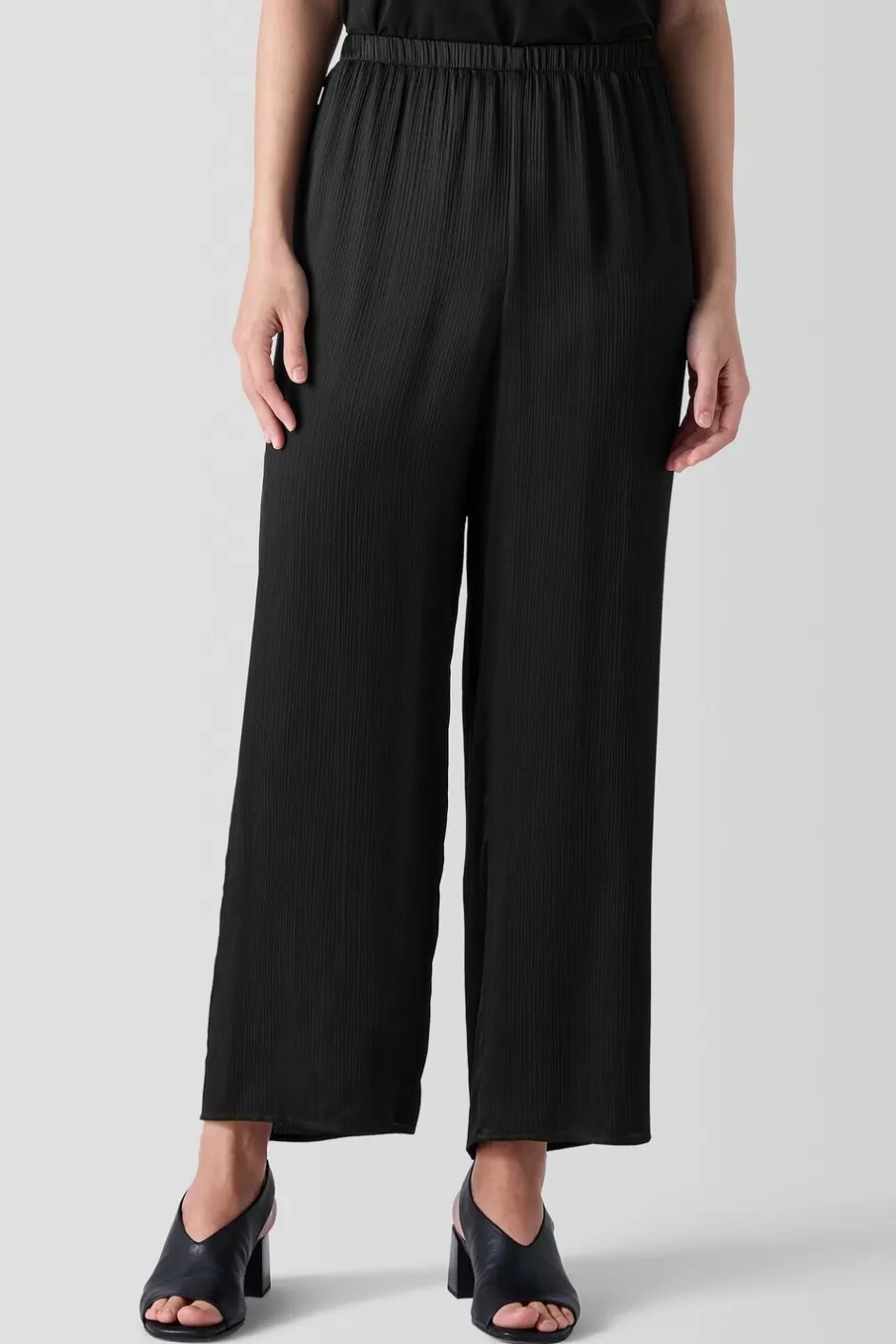 Striated Silk Satin Straight Pant-EILEEN FISHER Fashion