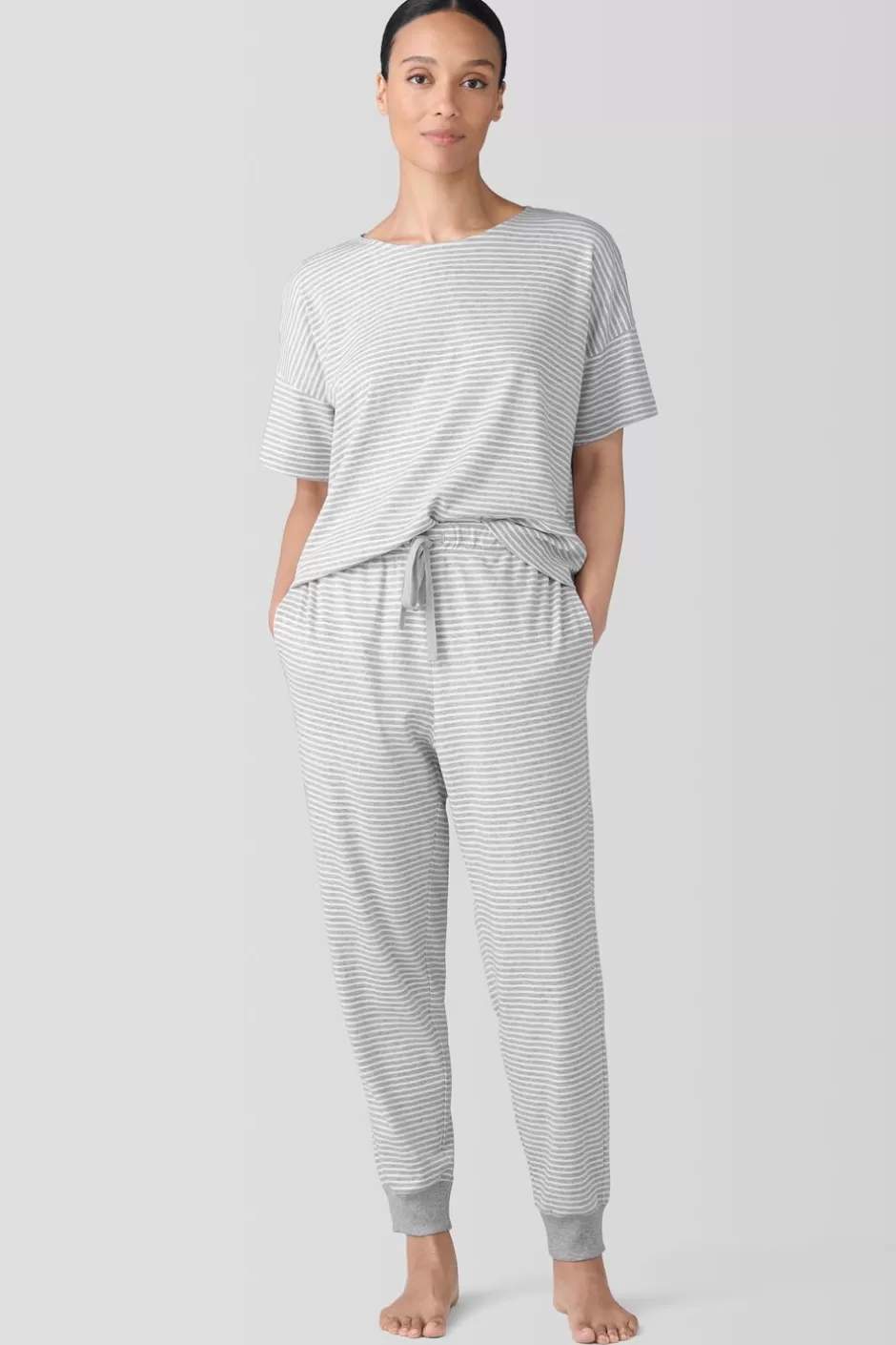 Striped Organic Cotton Interlock Jogger Sleep Pant-EILEEN FISHER Flash Sale