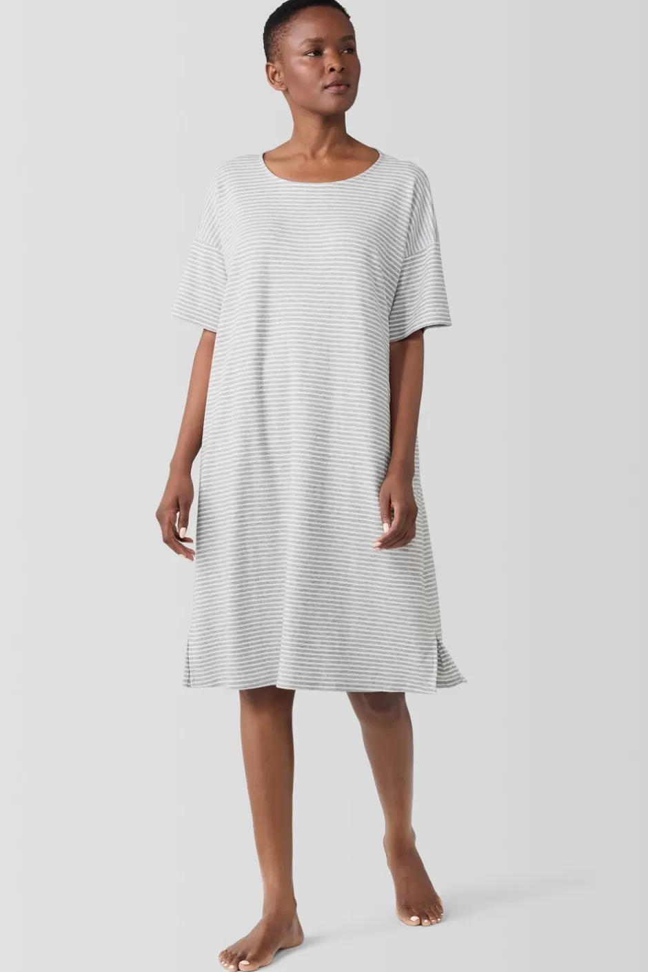 Striped Organic Cotton Interlock Sleep Dress-EILEEN FISHER Best