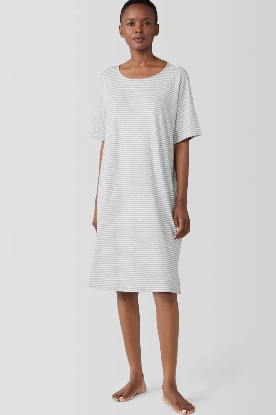 Striped Organic Cotton Interlock Sleep Dress-EILEEN FISHER Best