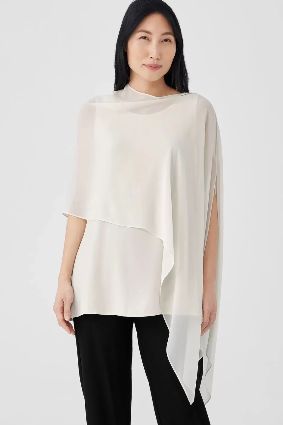 System Sheer Silk Georgette Wrap-EILEEN FISHER New