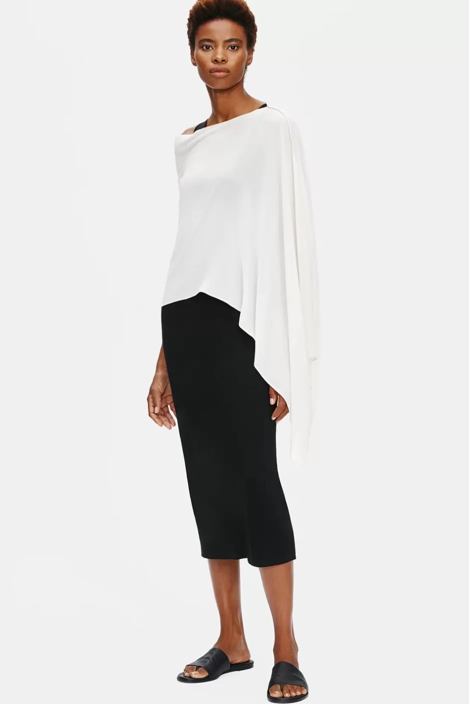 System Sheer Silk Georgette Wrap-EILEEN FISHER New