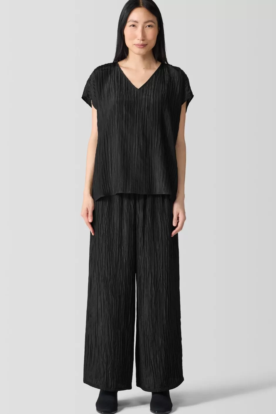 Textured Silk Jacquard Wide-Leg Pant-EILEEN FISHER New