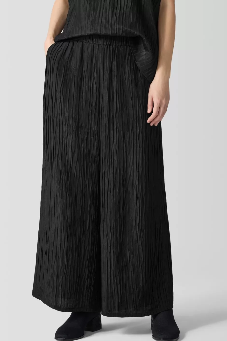 Textured Silk Jacquard Wide-Leg Pant-EILEEN FISHER New