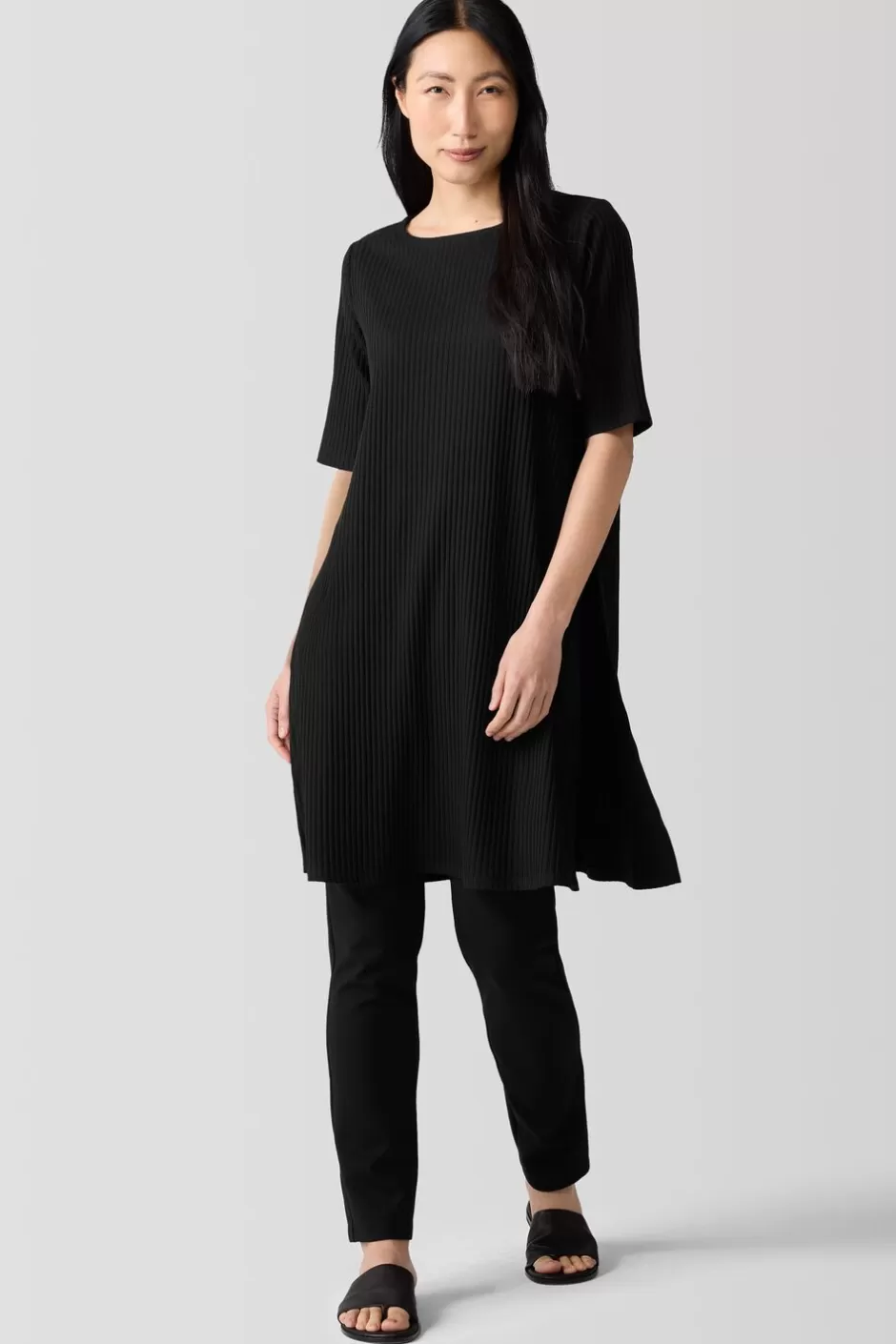 Textured Stretch Rib Ballet Neck Top-EILEEN FISHER Hot