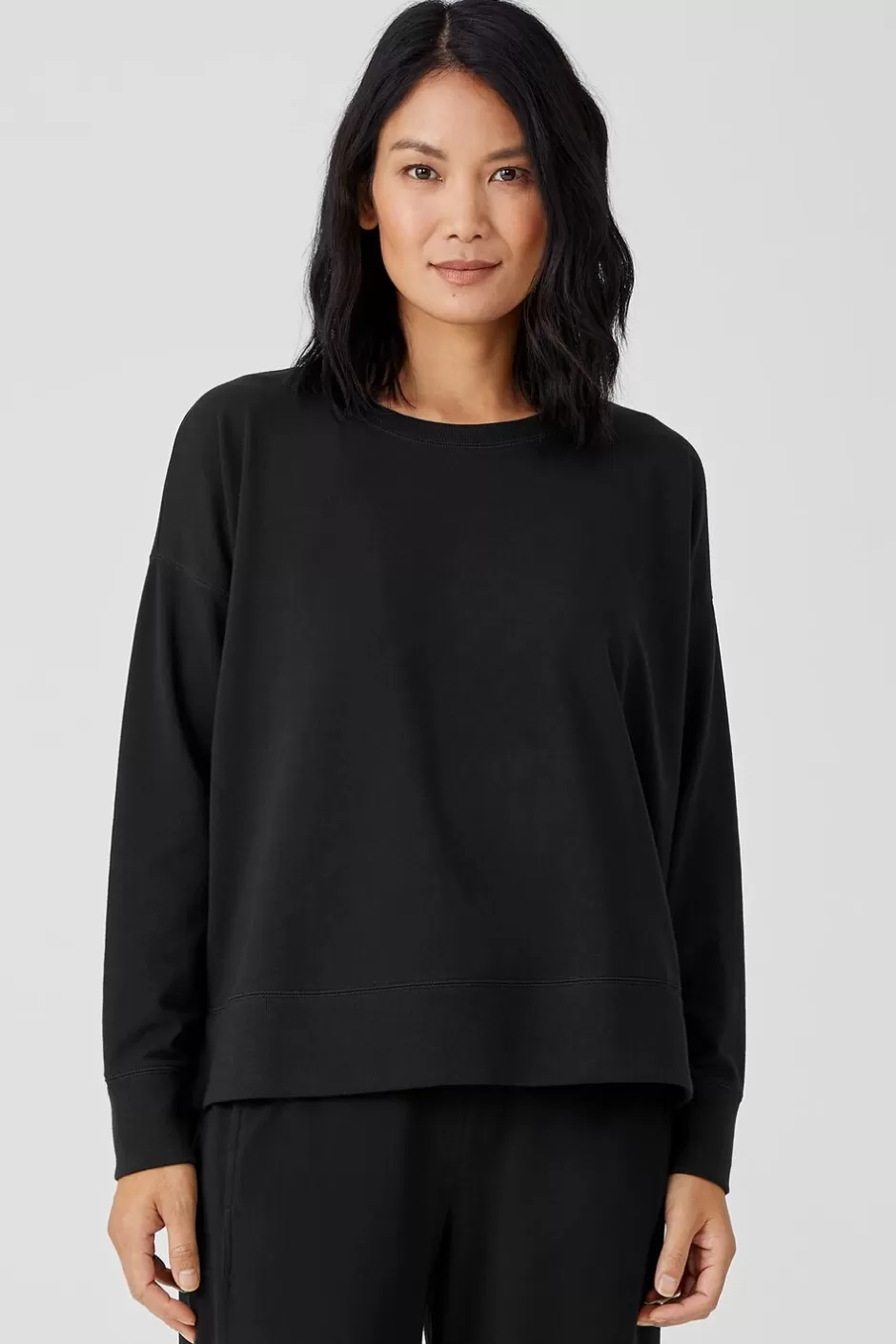 Traceable Cotton Jersey Crew Neck Top-EILEEN FISHER Cheap