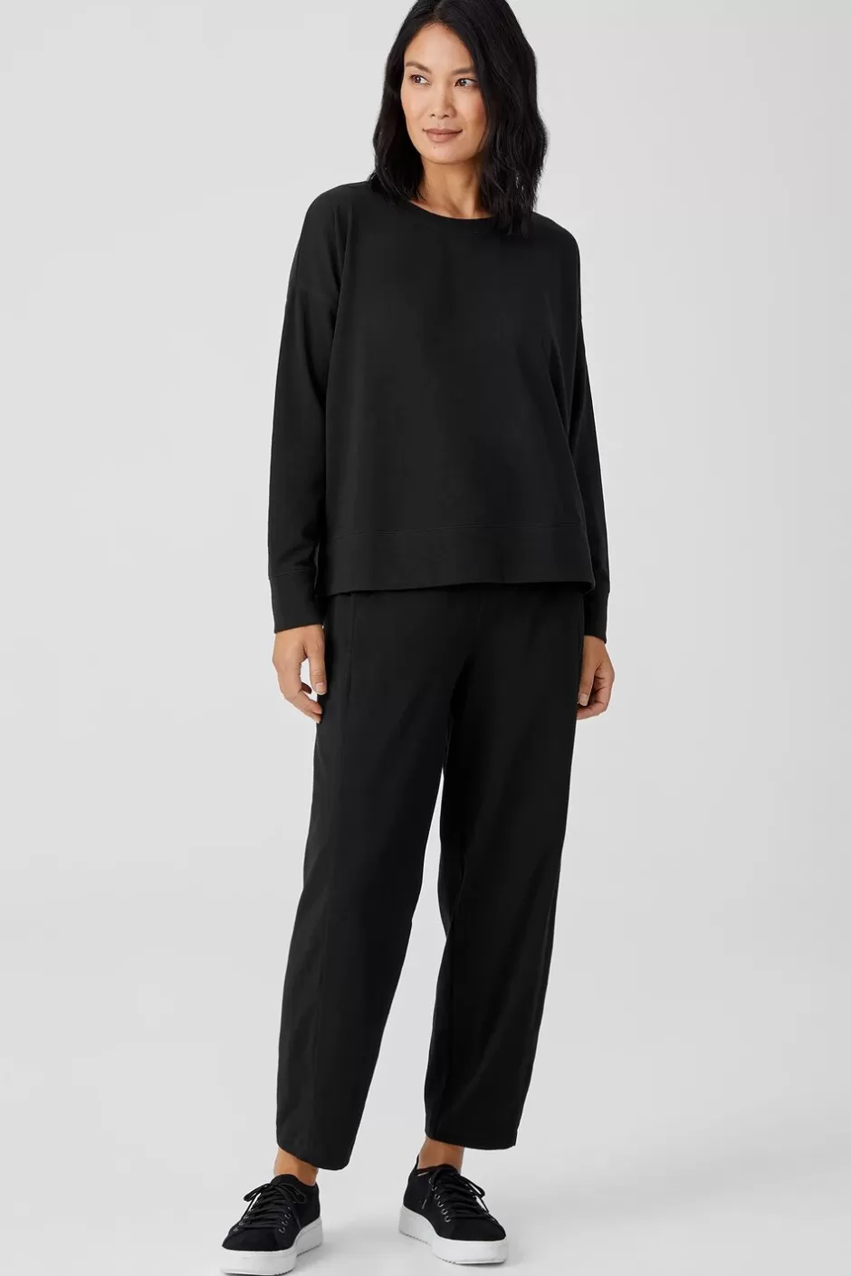 Traceable Cotton Jersey Crew Neck Top-EILEEN FISHER Cheap