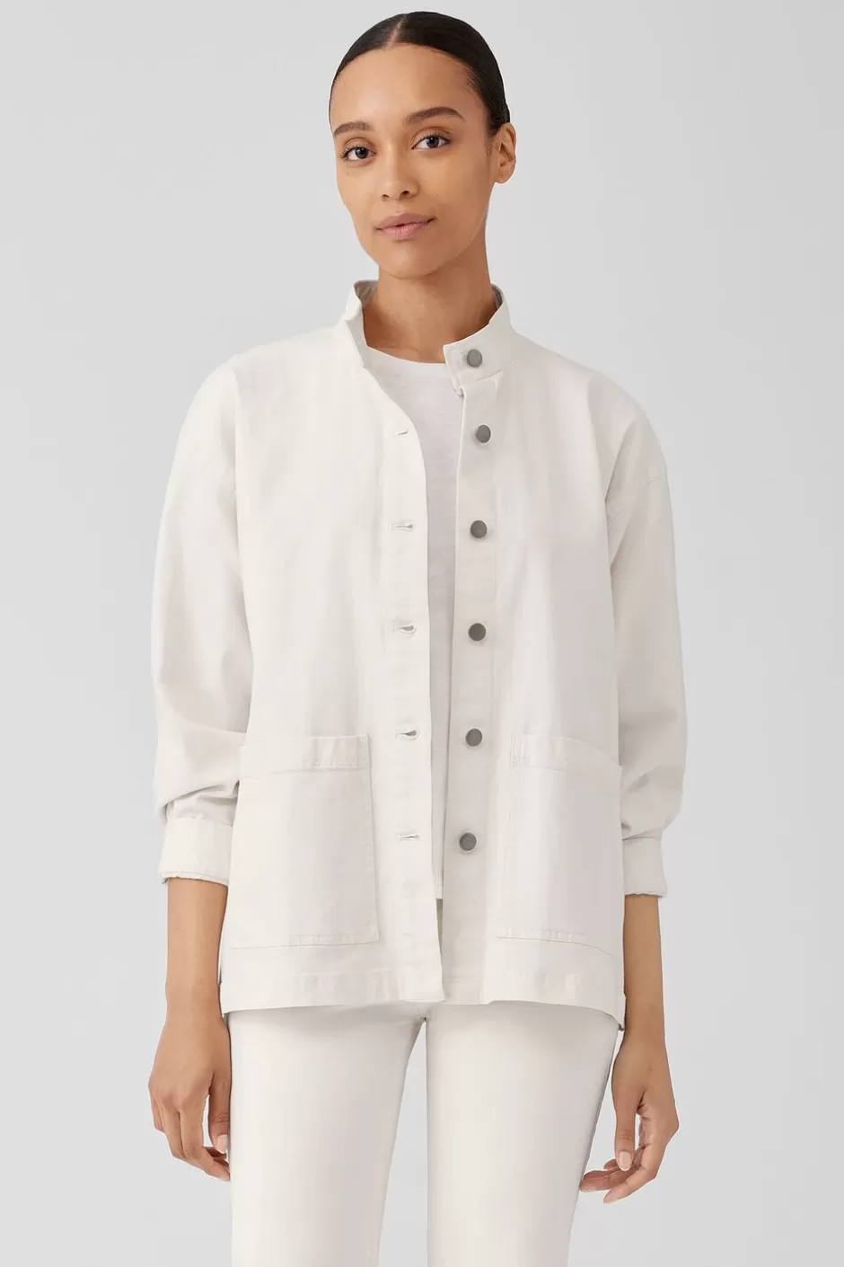 Undyed Organic Cotton Denim Jacket-EILEEN FISHER Clearance