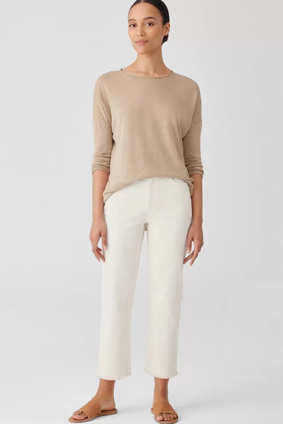 Undyed Organic Cotton Denim Straight Jean-EILEEN FISHER Discount