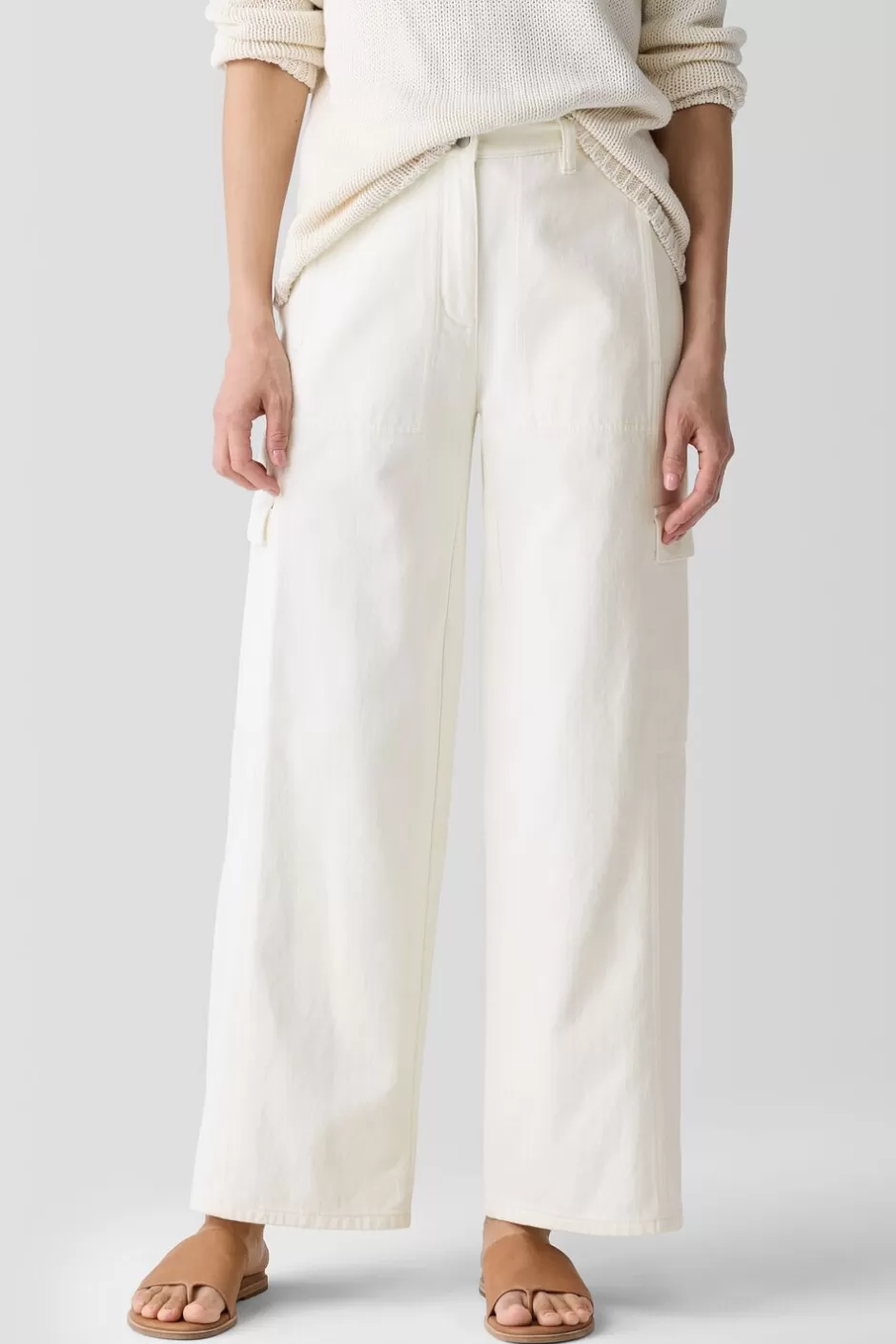 Undyed Utility Organic Cotton Wide-Leg Cargo Pant-EILEEN FISHER Store