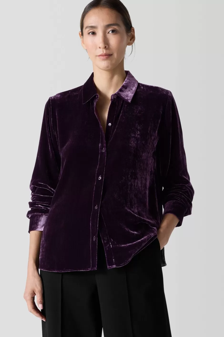 Velvet Classic Collar Shirt-EILEEN FISHER Sale