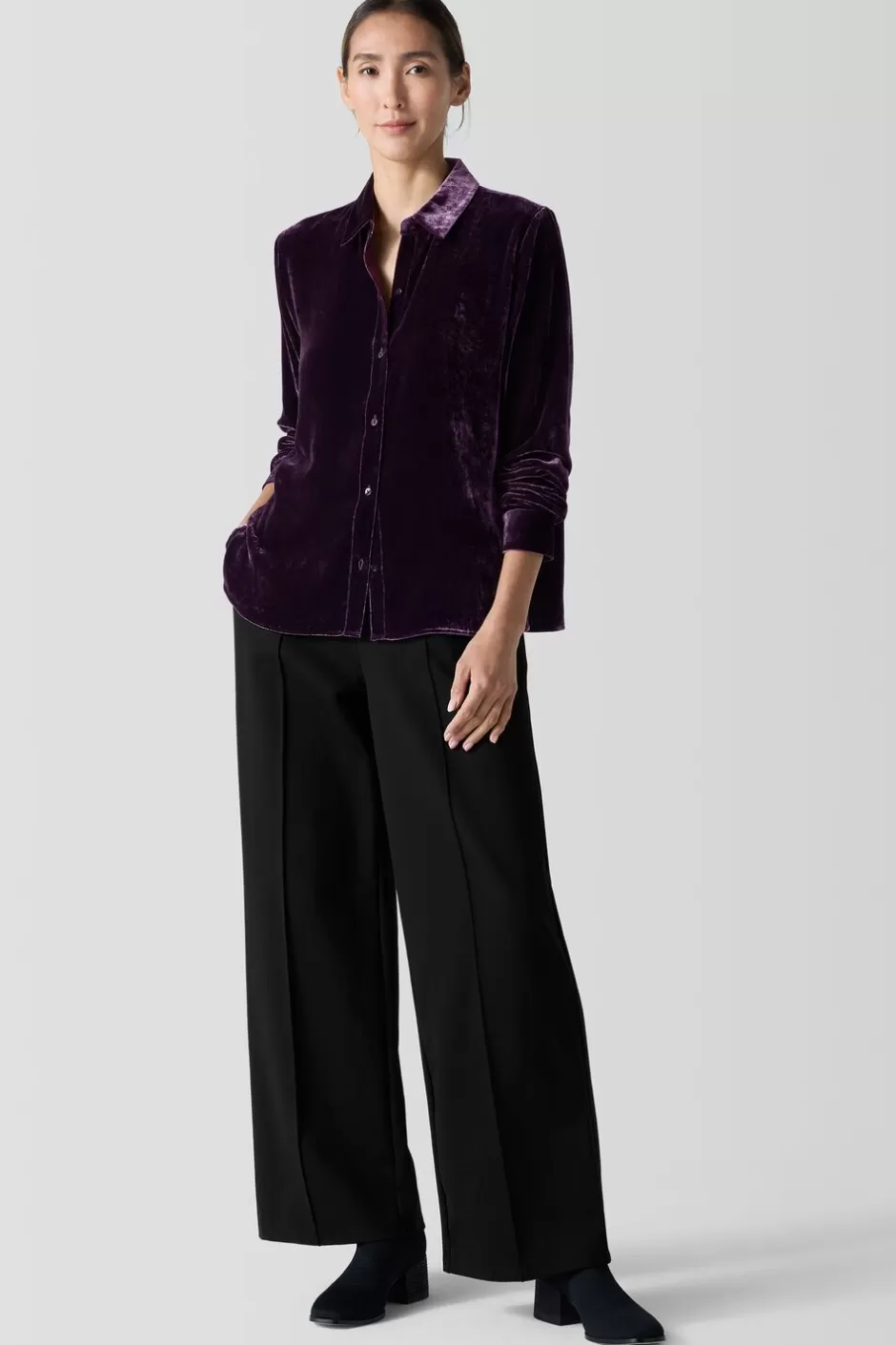 Velvet Classic Collar Shirt-EILEEN FISHER Sale