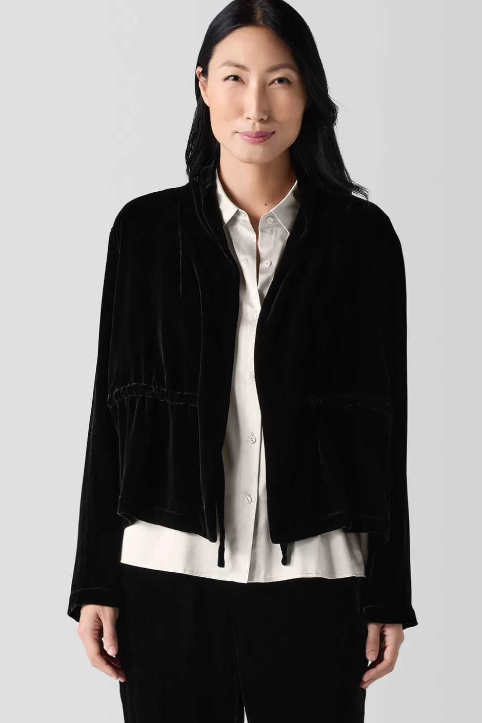 Velvet High Collar Jacket-EILEEN FISHER Best Sale