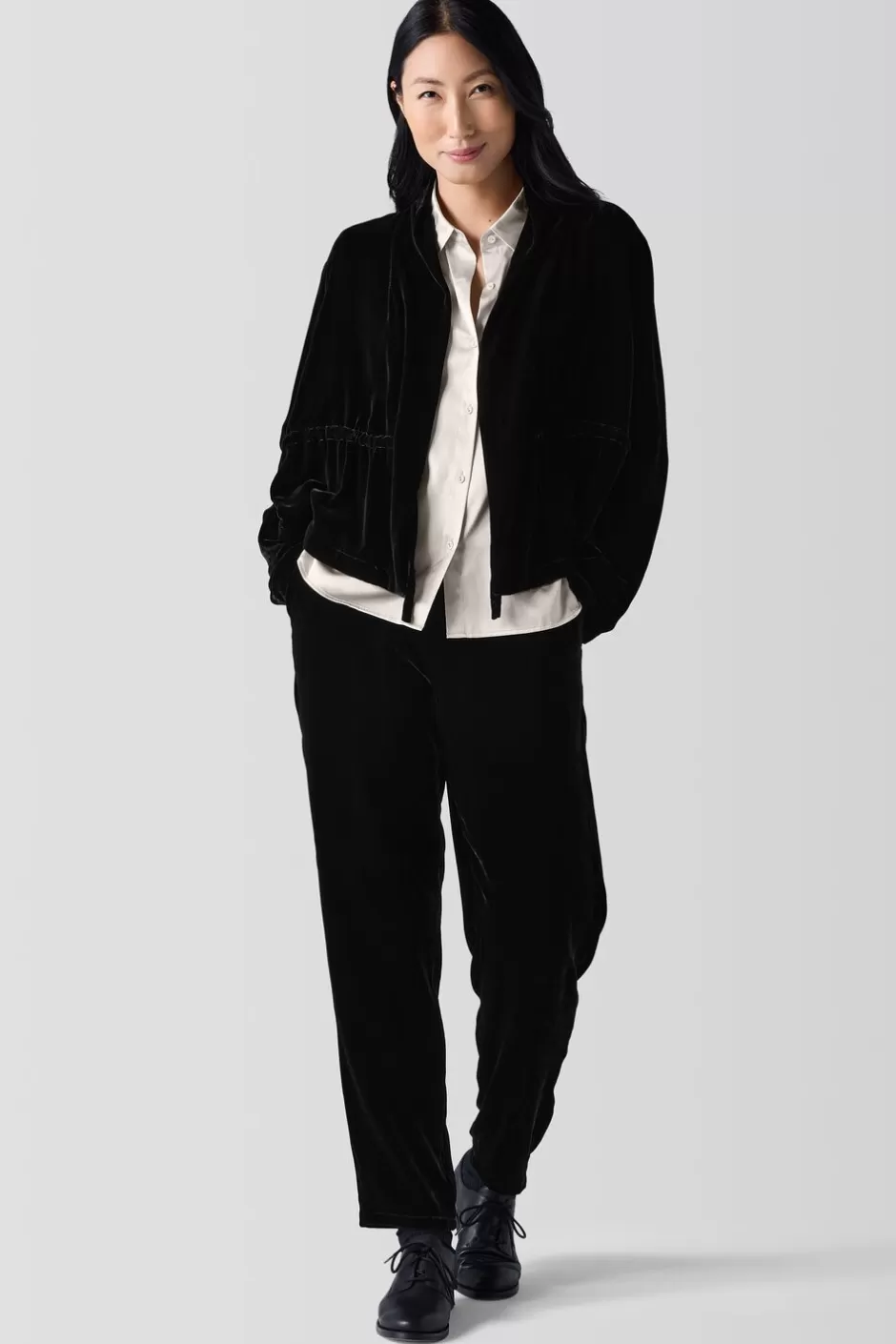 Velvet High Collar Jacket-EILEEN FISHER Best Sale