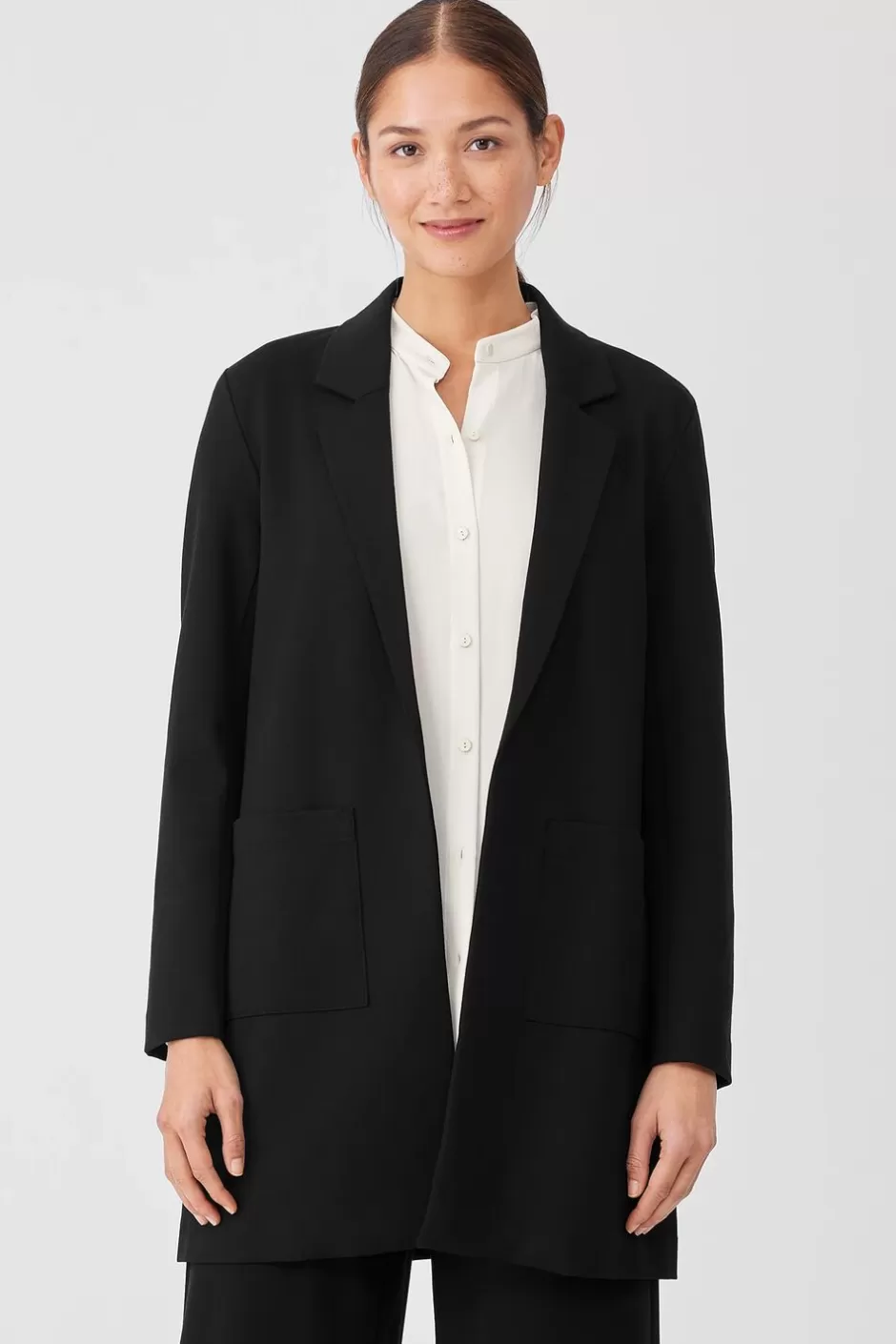 Washable Flex Ponte Long Blazer-EILEEN FISHER Hot