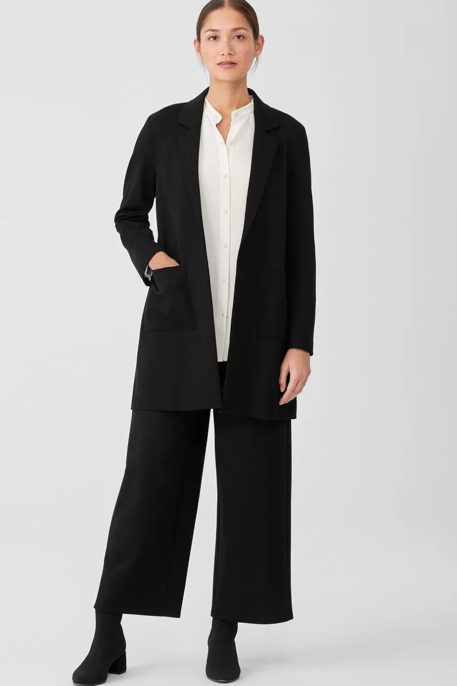 Washable Flex Ponte Long Blazer-EILEEN FISHER Hot