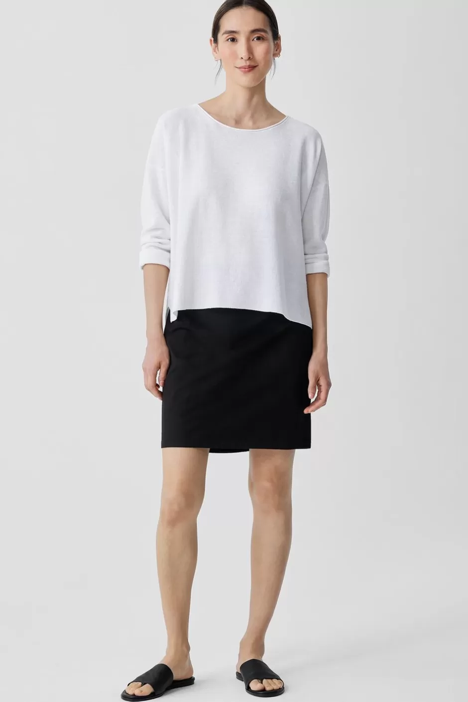 Washable Stretch Crepe Mini Skirt-EILEEN FISHER Clearance